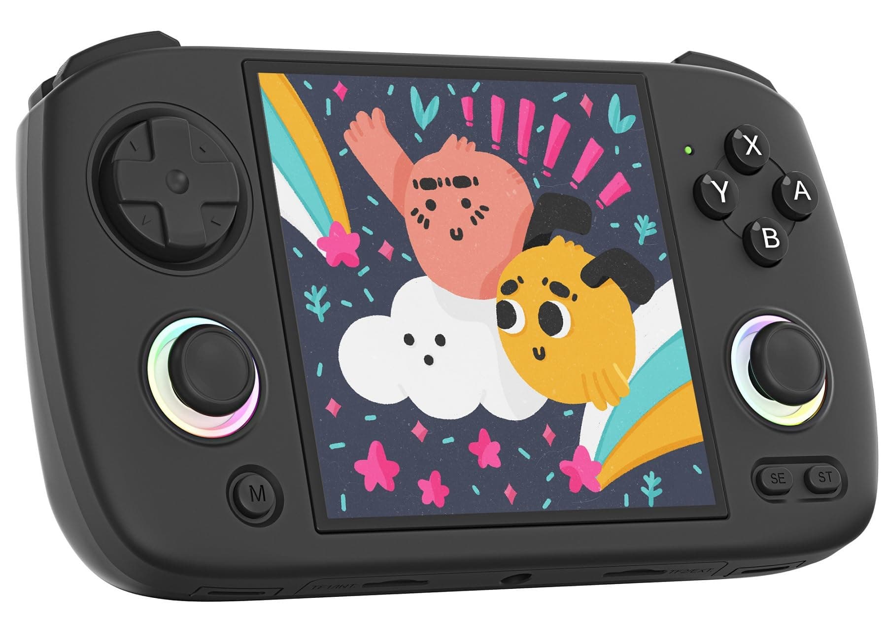 Anbernic RG CubeXX Retro Handheld Game Console , 3.95 Inch IPS Screen Linux System Built-in 64G TF Card 5056 Games Support TV Output 5G WiFi Bluetooth 4.2(Black)