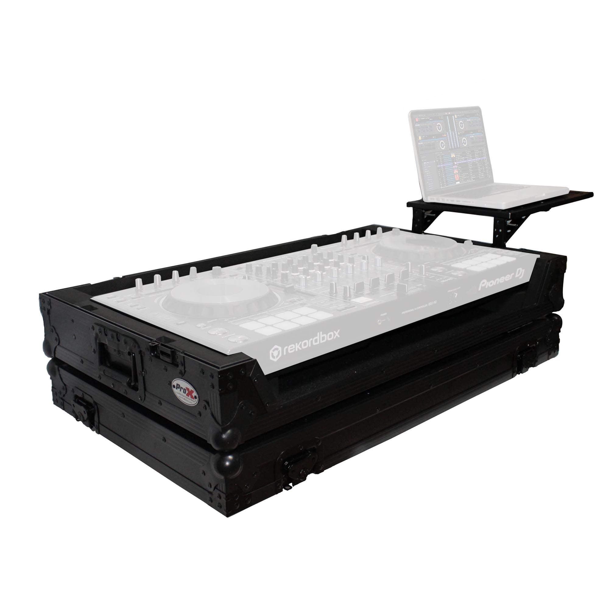 ProX Flight Case for Pioneer DDJSZ2 Digital Controller With Side Laptop Shelf & Wheels - Black on Black Design - XS-DDJSZWBLMK2