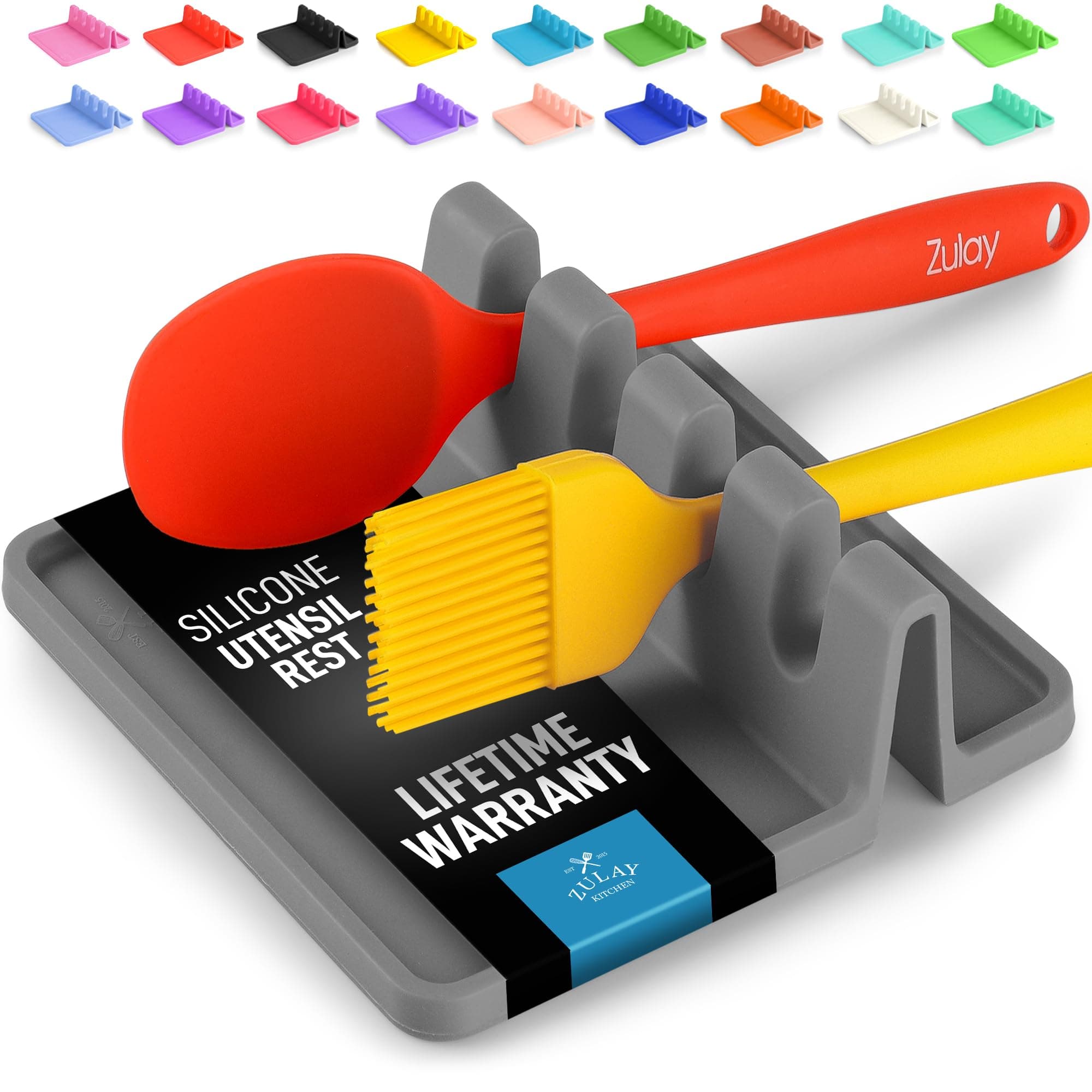 Silicone Utensil and Spoon Rest with Drip Pad for Multiple Utensils, Heat-Resistant, BPA-Free & Spoon Holder for Stove Top, Kitchen Utensil Holder for Spoons, Ladles, Tongs & More