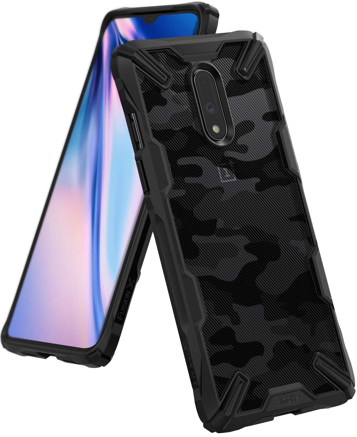 Ringke Fusion-X Design DDP Compatible with OnePlus 7 Case [Impact Resistant] Military Grade, Non-slip, Ultra Thin, Rugged Armour Cover (6.4") (Not for OnePlus 6T) - Camo Black
