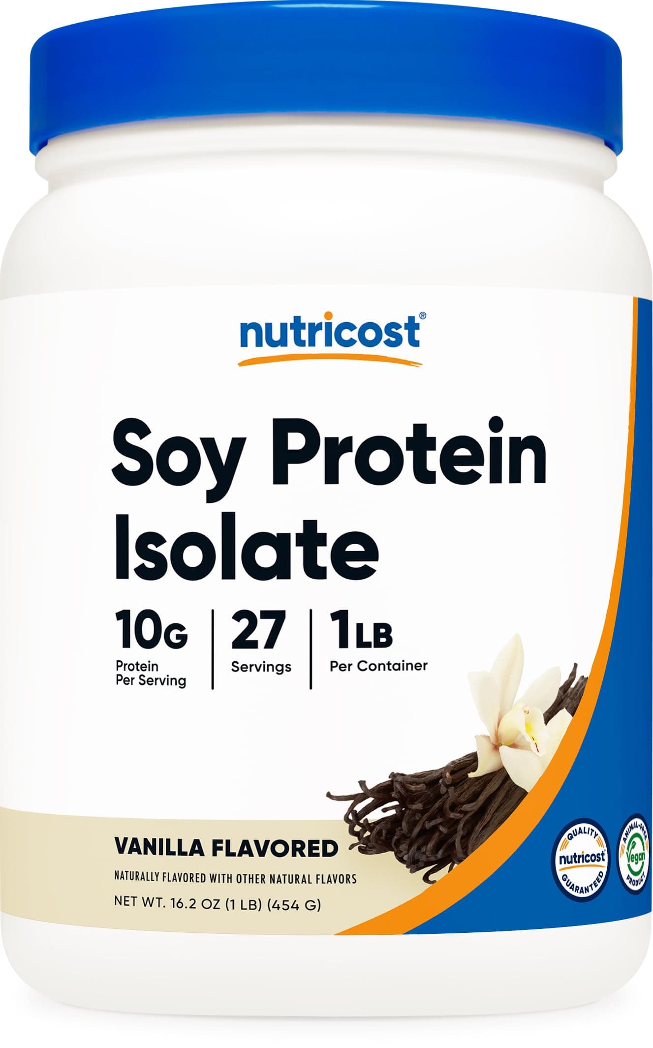 Soy Protein Isolate Powder, 1 LB Vanilla - 10 Grams of Protein Per Serving, Vegan, GMO-Free & Gluten Free