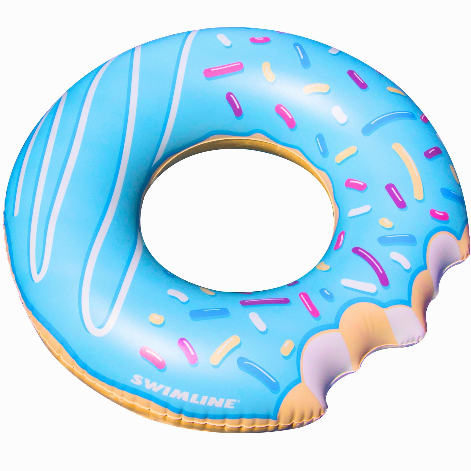 Swimline Blue Donut Pool Ring – Inflatable Lounge Float with Fun Design for Adults & Teens – Durable Vinyl Ring for Pool, Lake, or Beach – Easy to Inflate and Store
