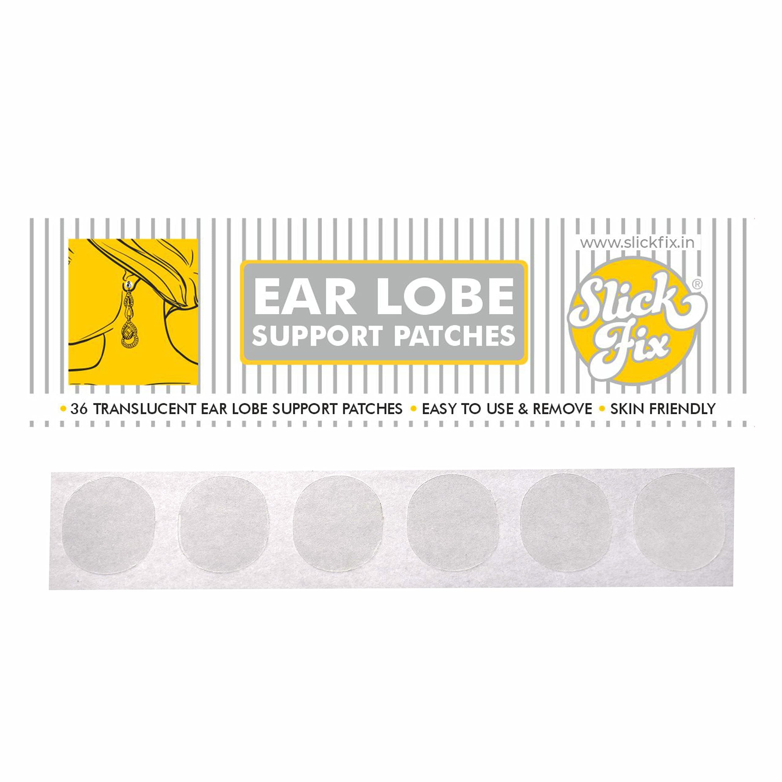 Slickfix Ear Lobe Tape - Invisible Ear Lobe Support Patch for Pierced Ears and Heavy Earrings, Protects Healthy Ear Lobes from Tearing (Pack of 18)