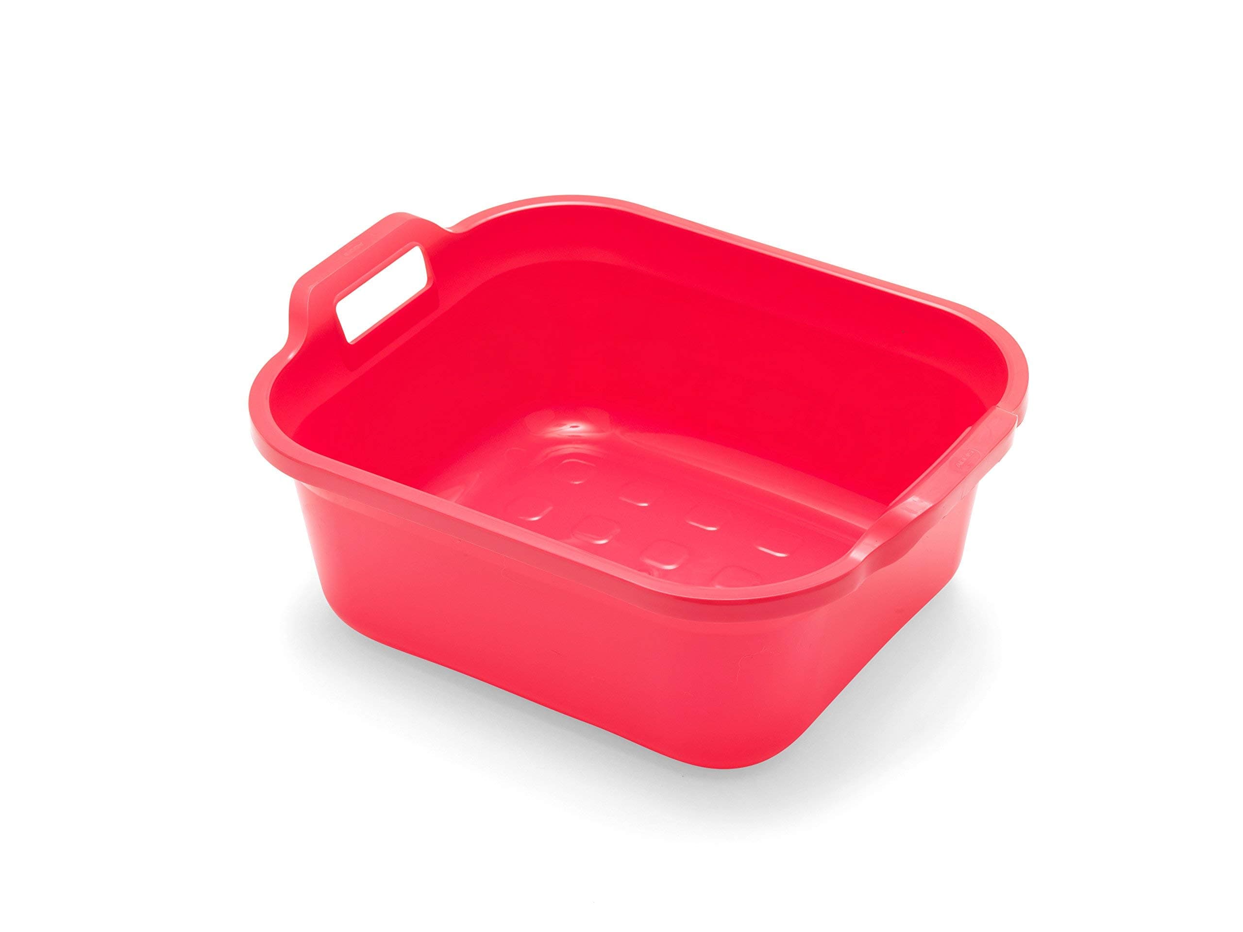 Addis Rectangular Washing Up Bowl with Handles, Plastic, pomegranate Red, 39 x 32 x 14 cm
