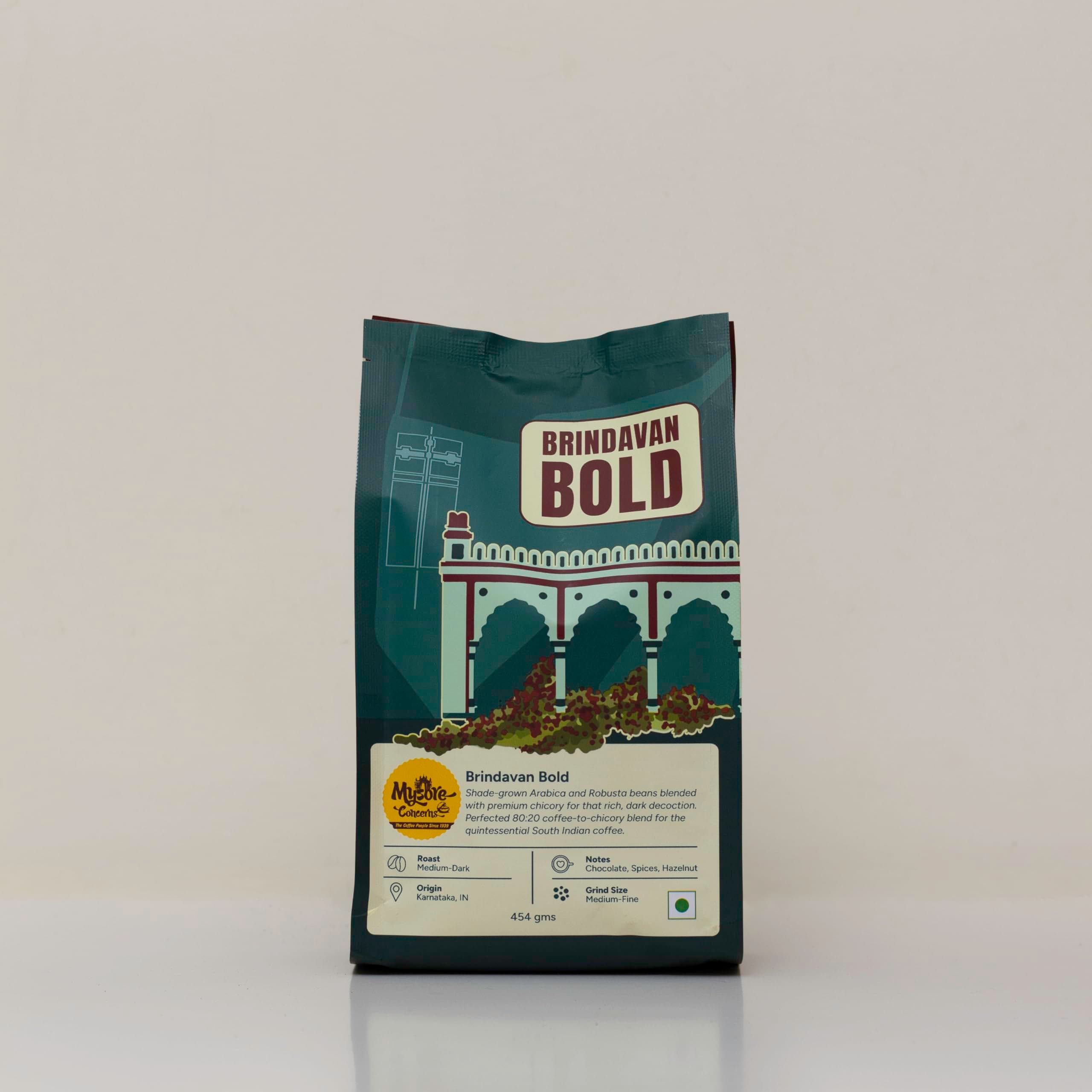 Mysore Concerns | Brindavan Bold | South Indian Filter Coffee | 80% Coffee, 20% Chicory | Freshly roasted & ground (454g/16oz)