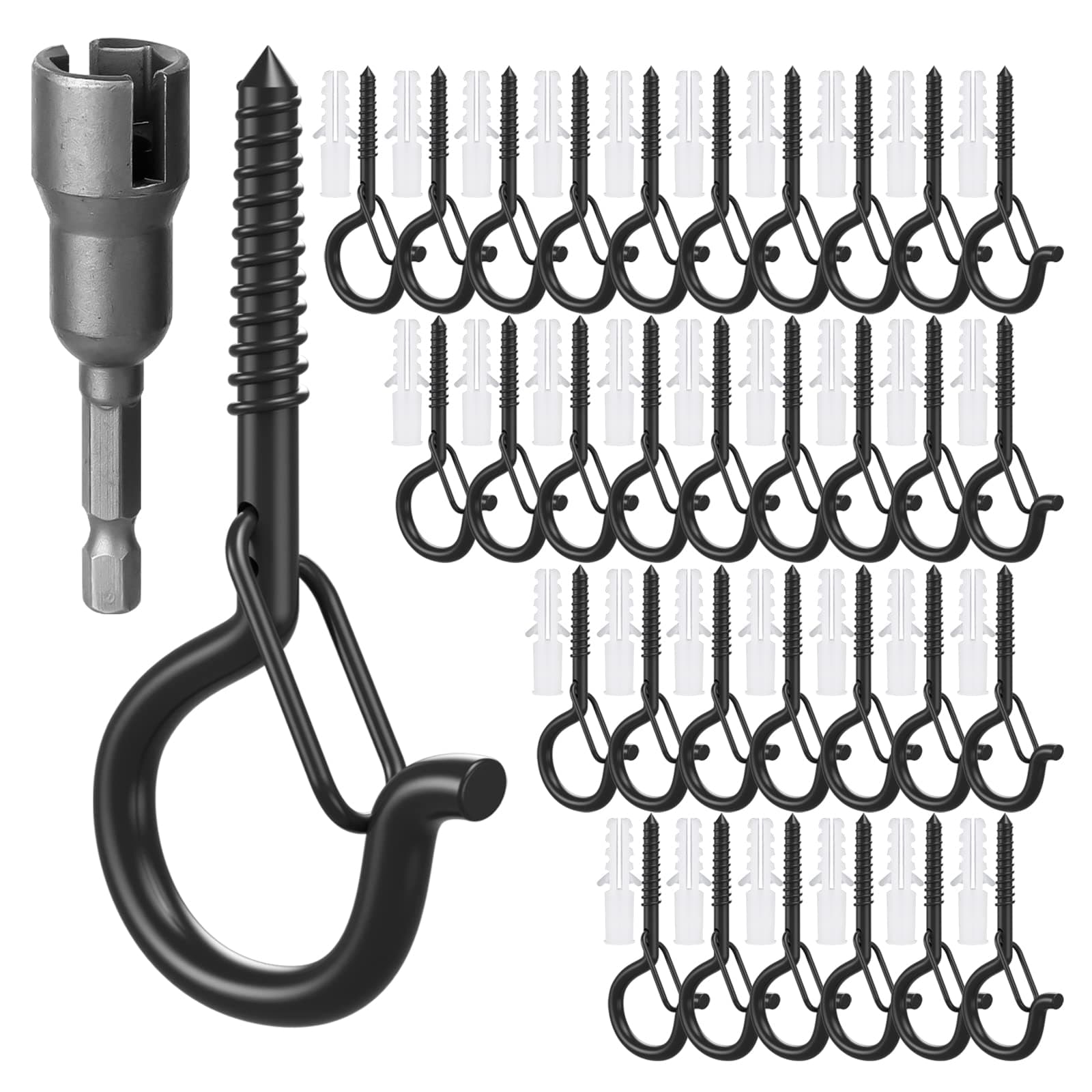 GIPTIMEQ-Hanger Light Hooks,32 Pack Lights Hanger Hooks Easy Release Outdoor Wire and Fairy Lights Christmas Light House Garage New Year Party Led Fairy Lights, Safety Buckle Design