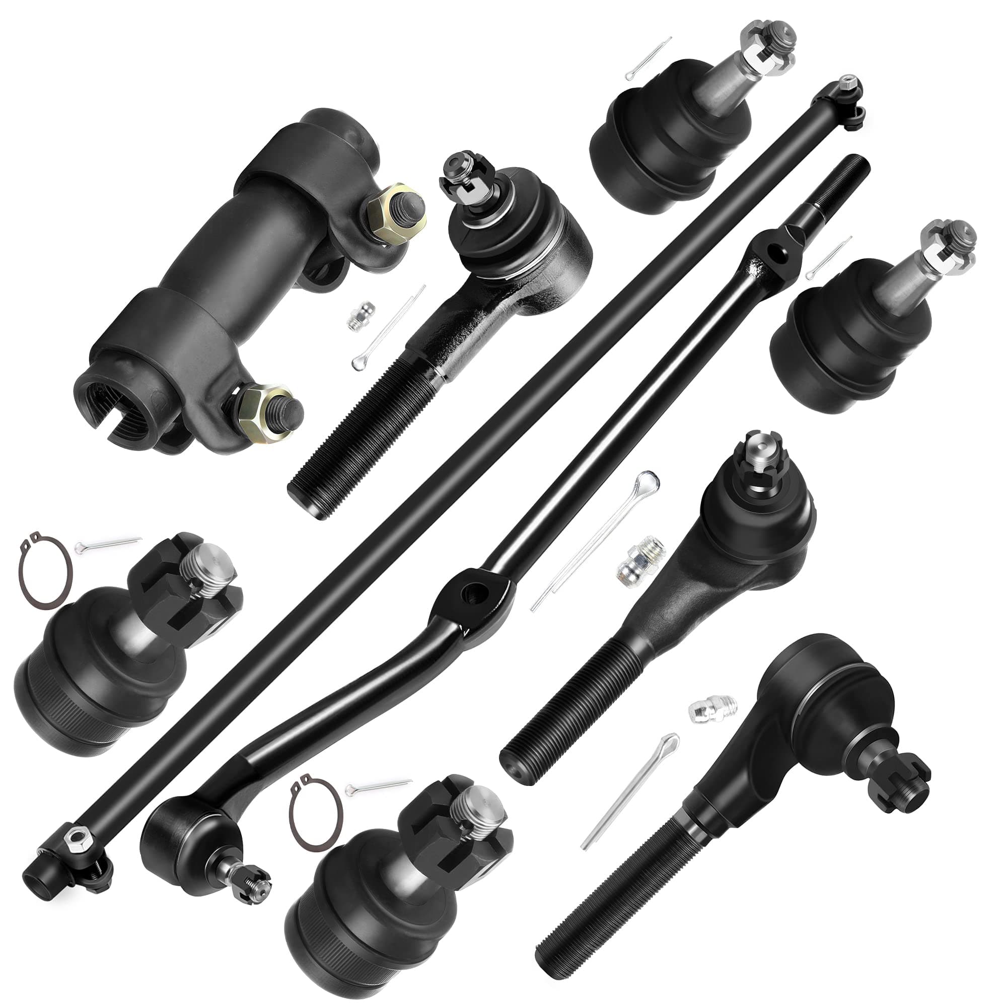 10pcs Front Suspension Kit Lower Upper Ball Joint Inner Outer Tie Rod Ends Adjusting Sleeve Fit 1991-2001 For Jeep for Cherokee 1991-1992 Comanche