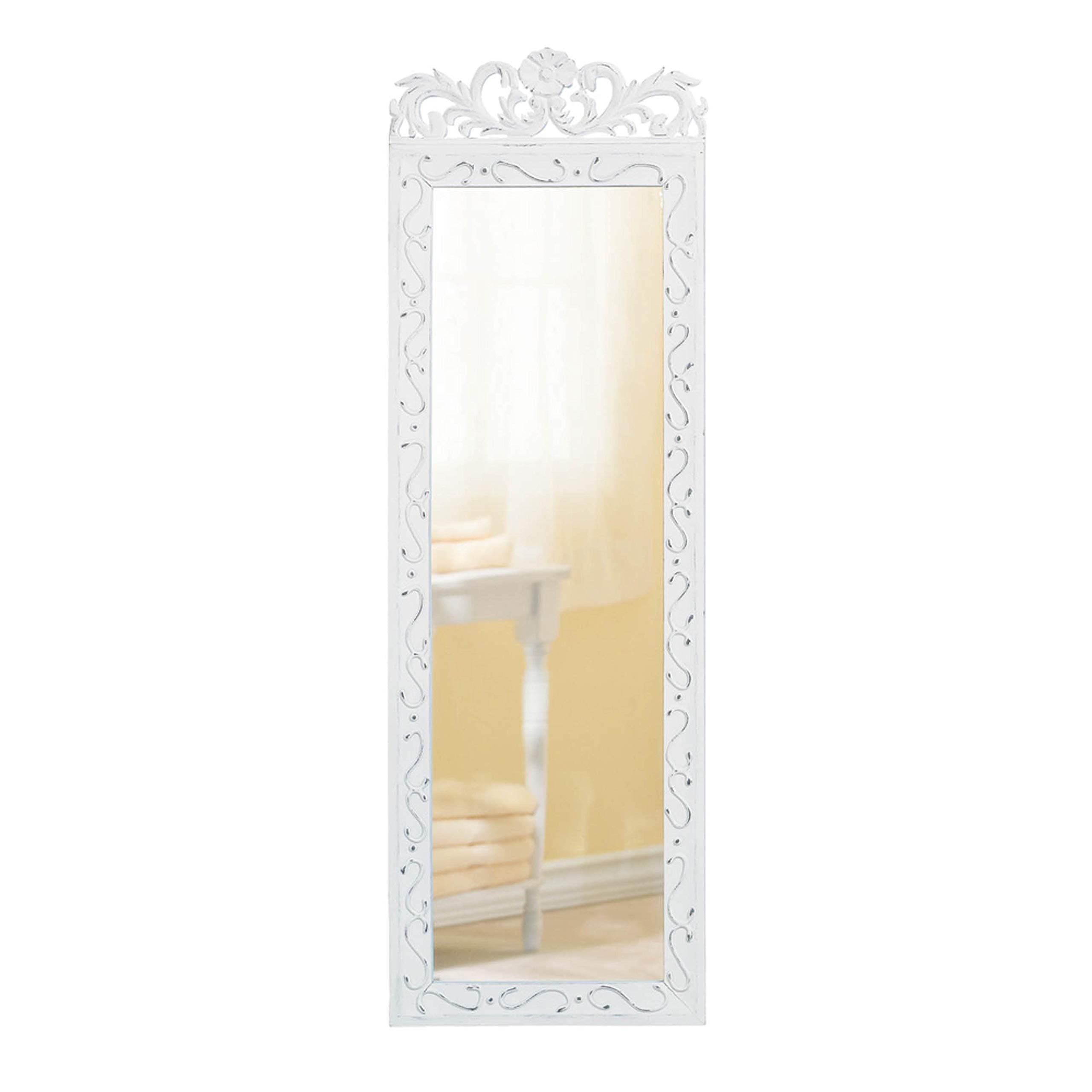 Accent Plus Elegant White Wall Mirror 9.87x0.5x30.5