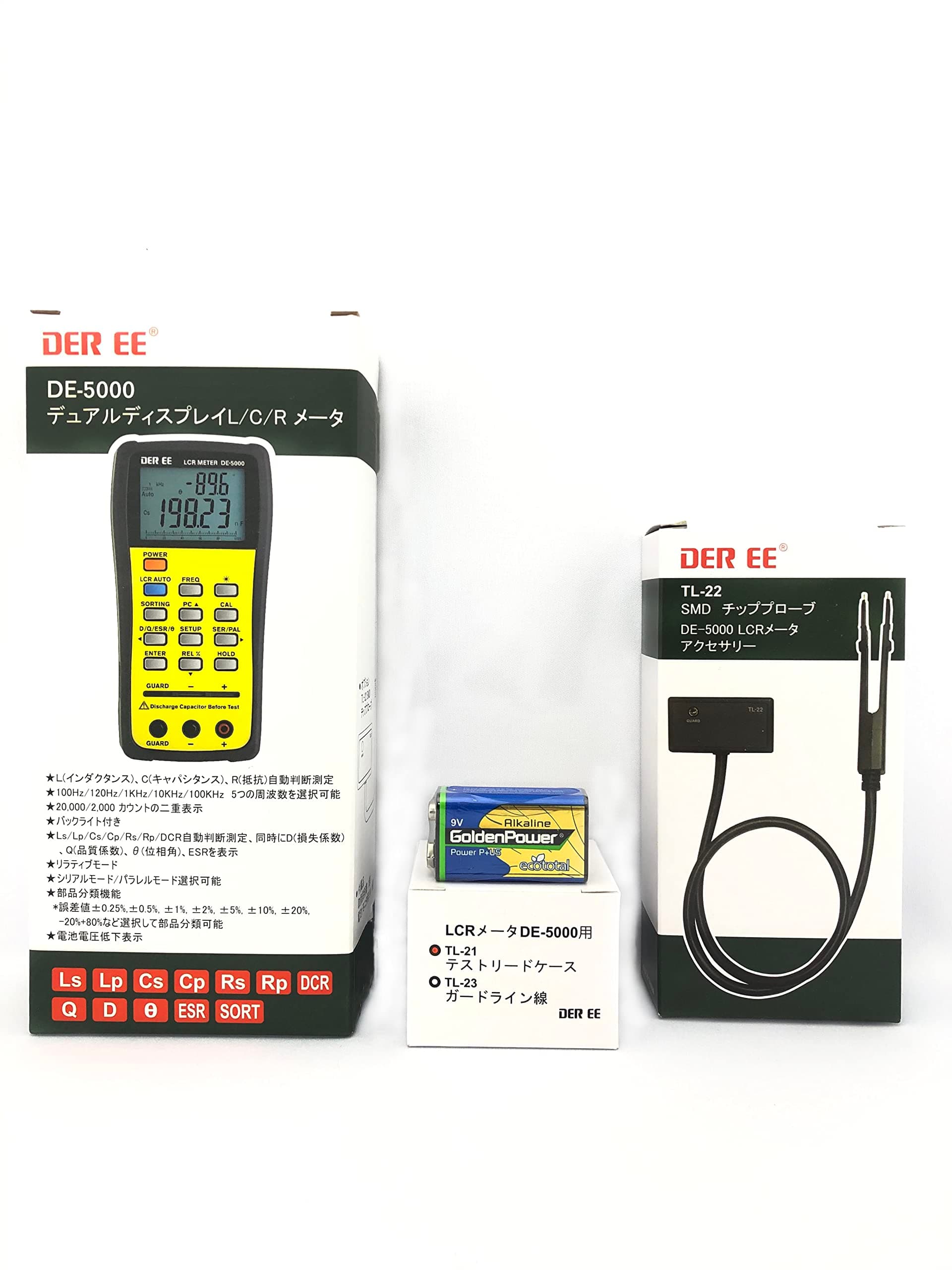 DER Ee De-5000 High Accuracy Handheld LCR Meter with Tl-21 Tl-22 by DEREE