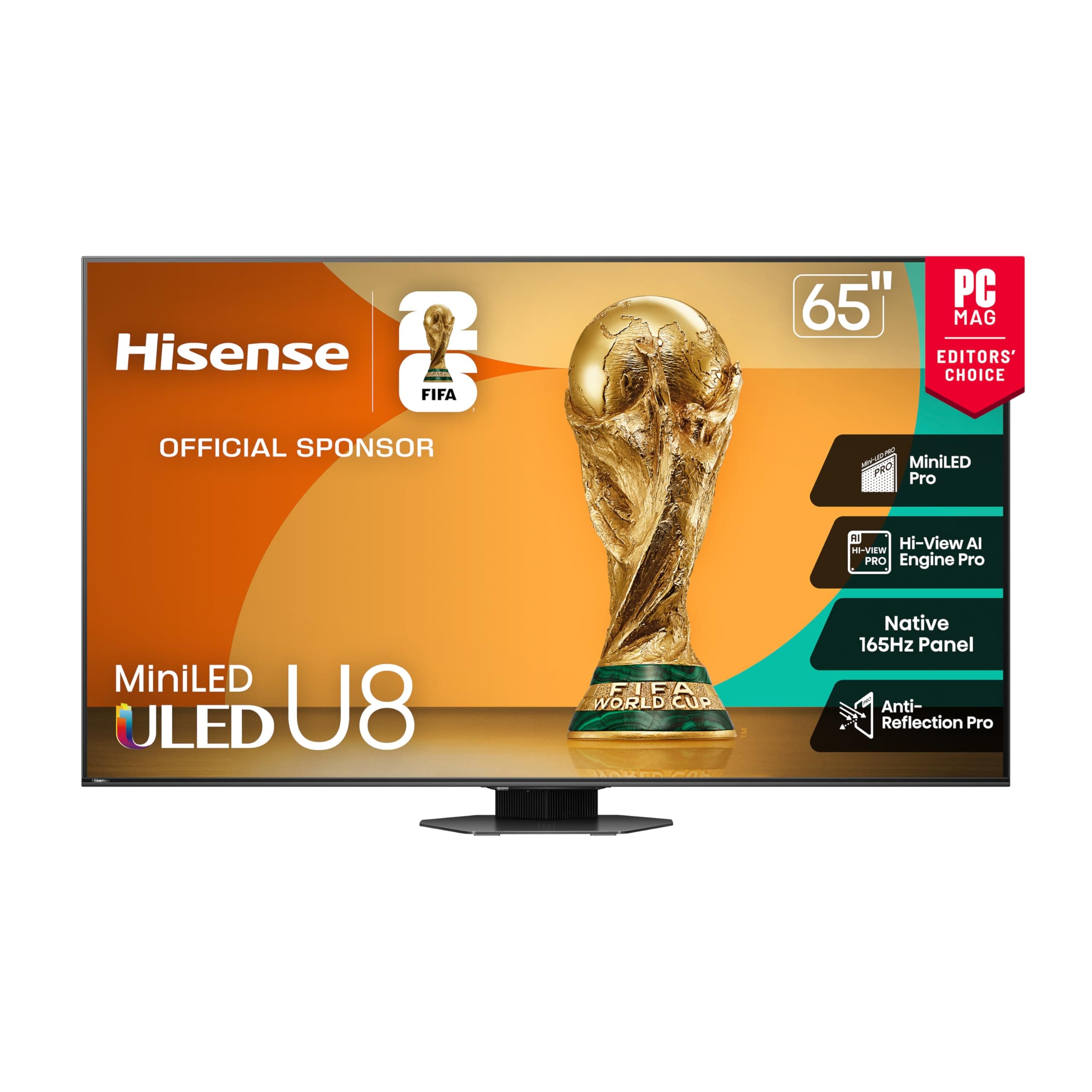 Hisense 65" Class U8 Mini-LED ULED 4K UHD Google Smart TV (65U8QG, 2025 Model) - QLED, Native 165Hz, VRR 288, Up to LD5600, 5000 Nits, HDR10+, Dolby Vision IQ · Atmos, IMAX Enhanced, 4.1.2 Ch Audio