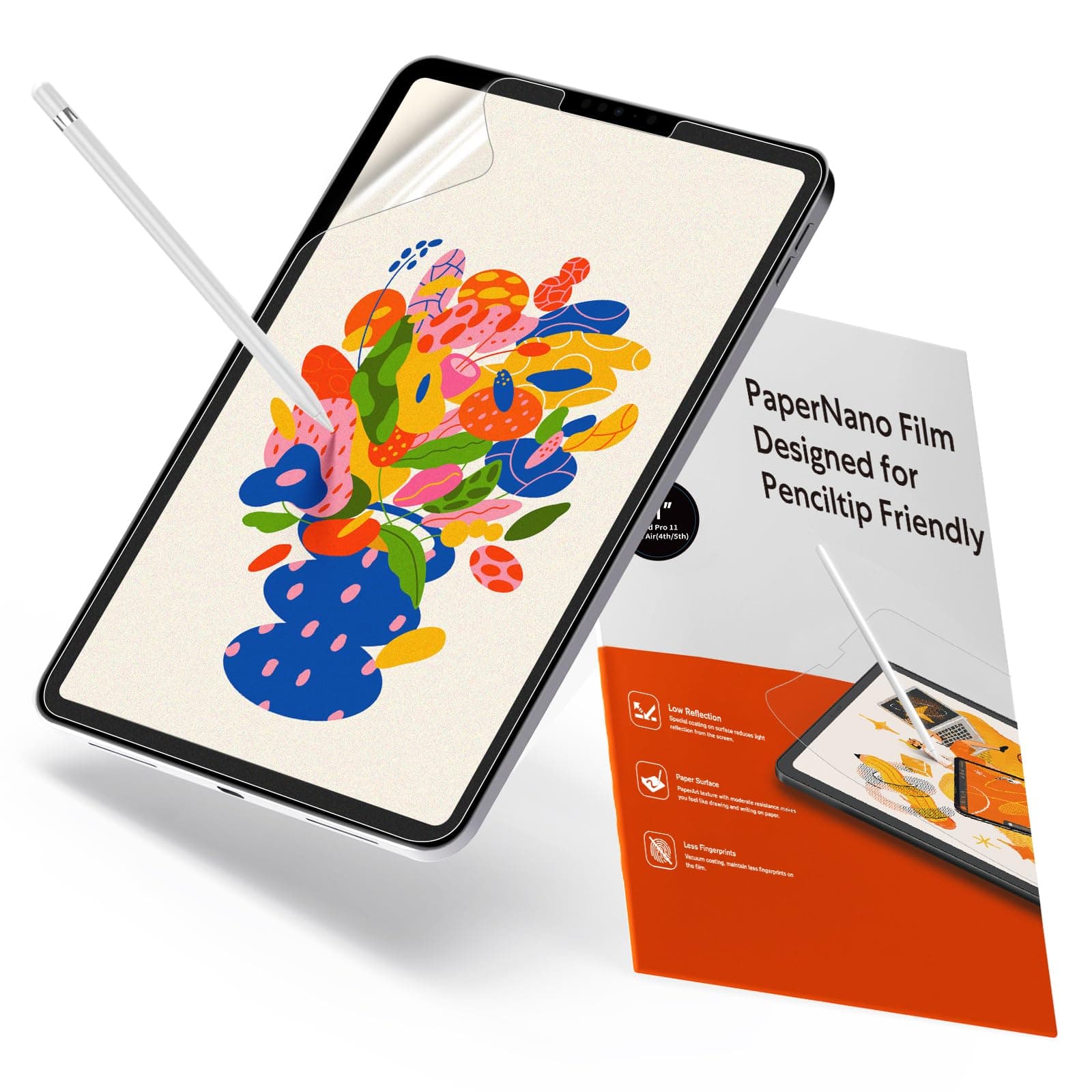 2 Pack Paperfeel Screen Protector Compatible with iPad Pro 11 Inch (2022&2021&2020&2018) / iPad Air 5th&4th (10.9 inch, 2022&2020) Matte for Drawing Anti-Glare and Easy Installation