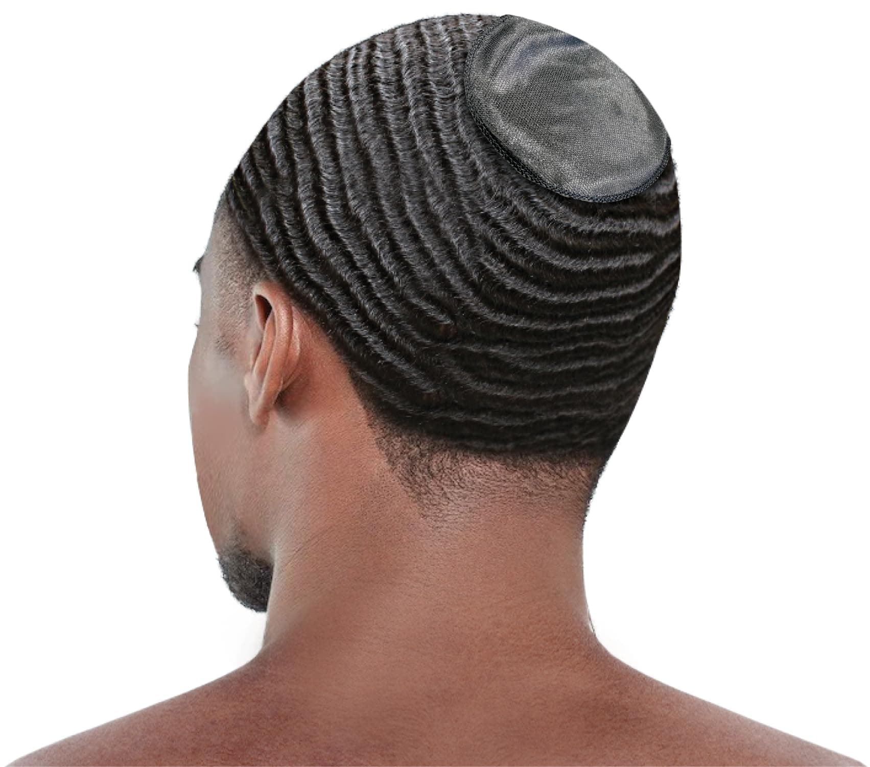 Crown Patch 360 Waver's Compression 4.5" Rapid Waver's Crown Compression Patches for Hair for Men (Pack of 2) Black