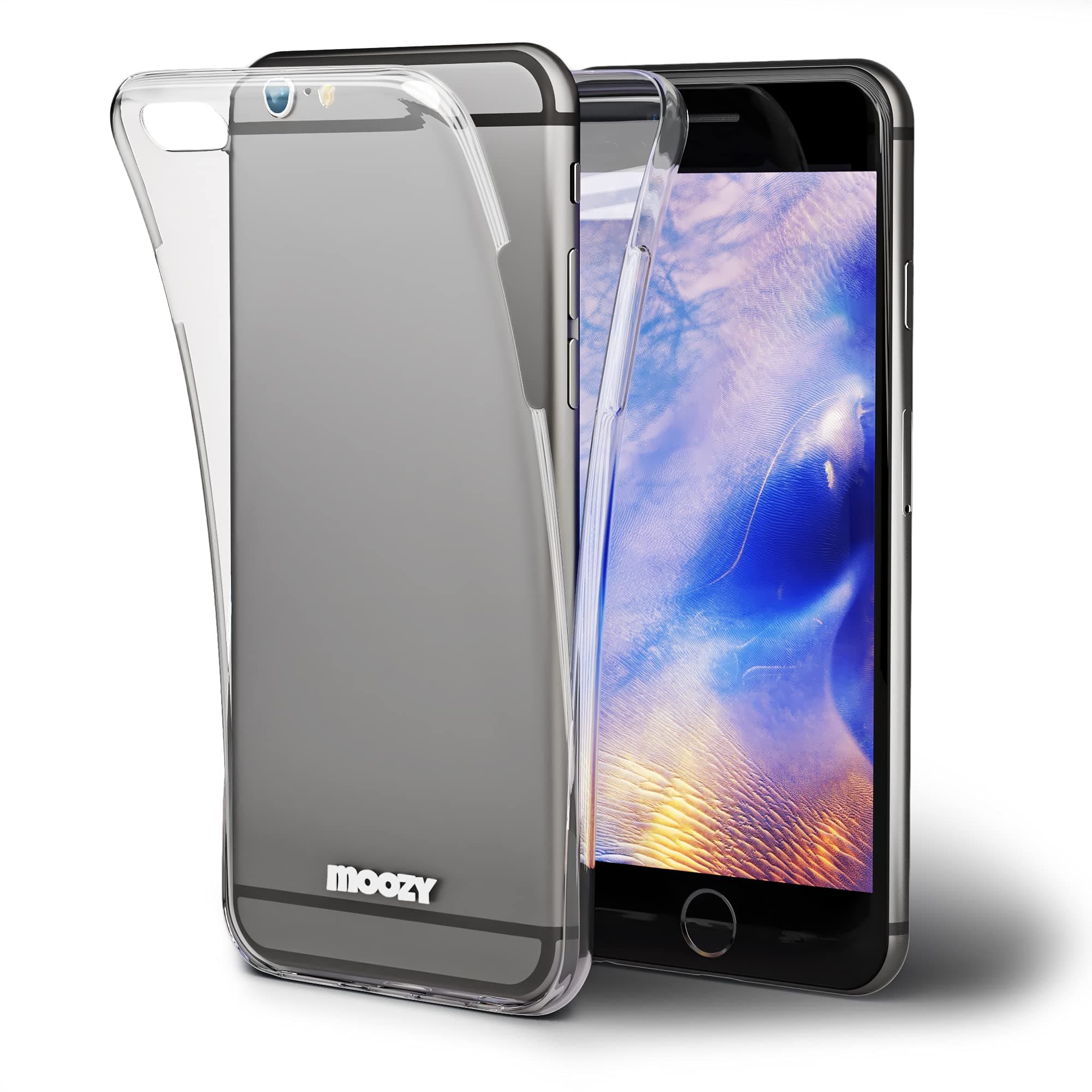 Moozy 360 Degree Case for iPhone 6s, iPhone 6 - Transparent Silicone Full body Front and Back All-Around Protective Case Slim Clear Transparent TPU Silicone Gel Cover