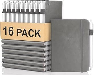 Pocket Small Notebook Journals, 16 Pack (Silver Gray) Mini Notebook 3.7x5.7 Journaling Notebooks for Women Men, Hardcover Lined Note Pads with Pens for Work, Business, Travel Journal, Office Supplies