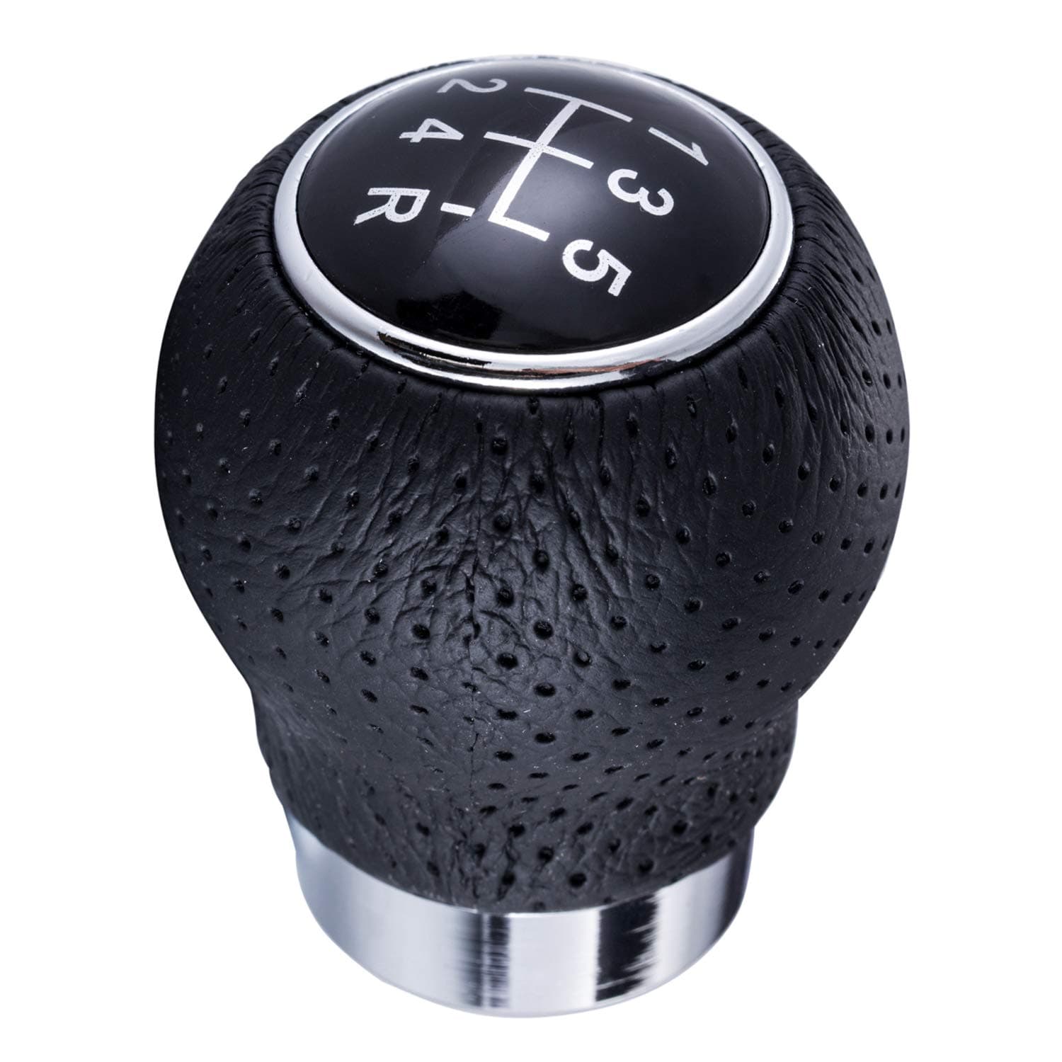 Bashineng 5 Speed Car Gear Knob Shift, PU Leather Shifting Stick Lever Shifter Handle for Most Manual Vehicles (Black)