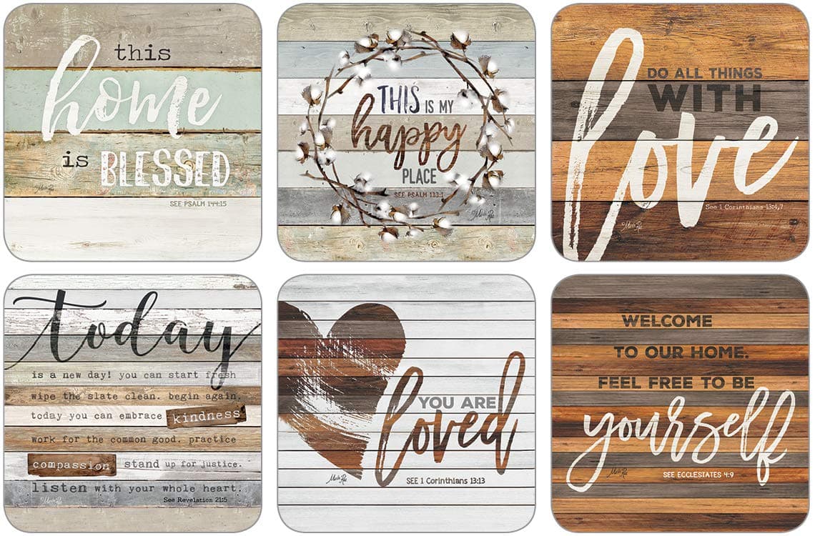 Marla Rae Cork-Backed Coaster Set, 6-Count, This Home Is Blessed