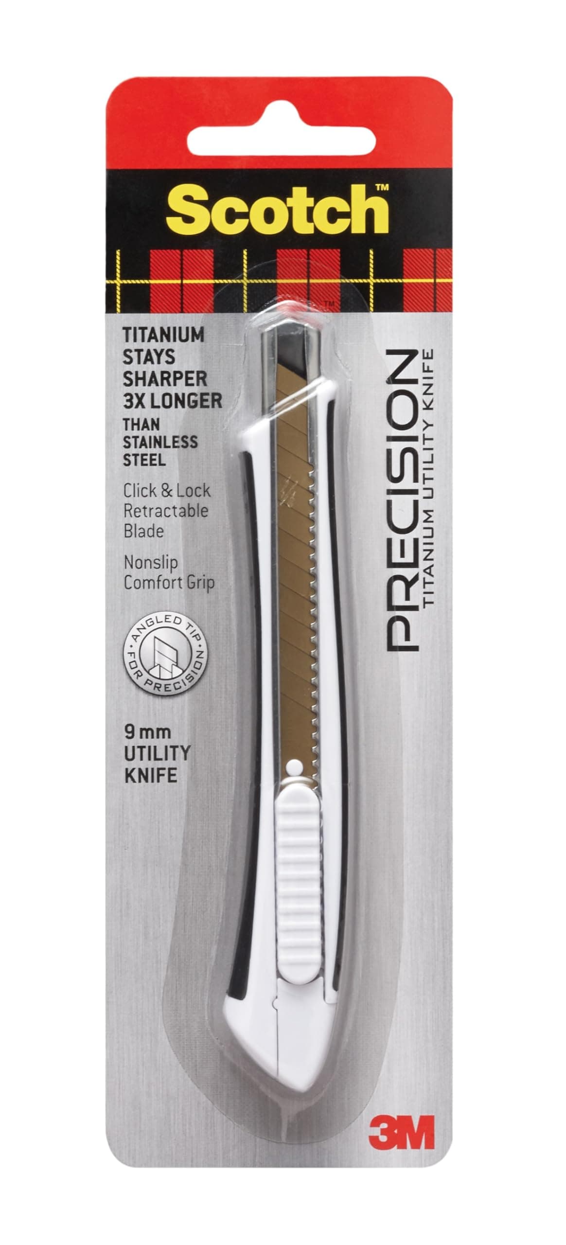 Titanium Utility Knife 9mm blade, 1 knife/pack | Precision Knife | Cutter | Stainless Steel blade | Great for cutting thick materials as cardboard, Foam board, Plastic and More | Paper cutter