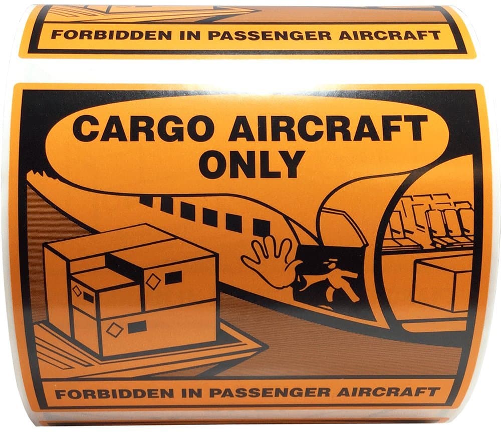 Cargo Aircraft Only Warning Labels 4 x 4 3/4 Inch 500 Adhesive Stickers