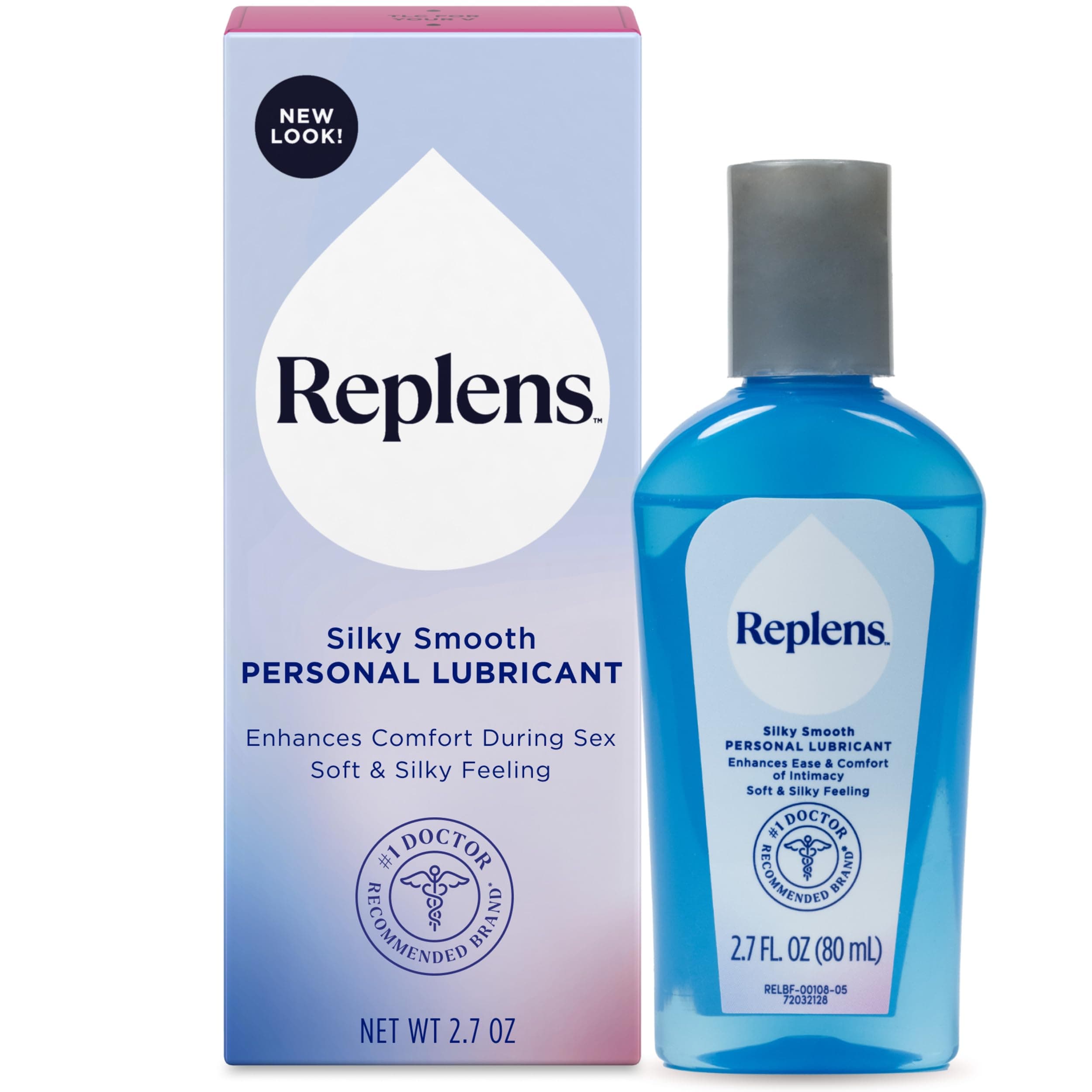 Replens Silky Smooth Personal Lubricant, Fragrance-Free Silicone Vaginal Lube for Women, Men & Couples, Doctor Recommended Brand, 2.7 oz