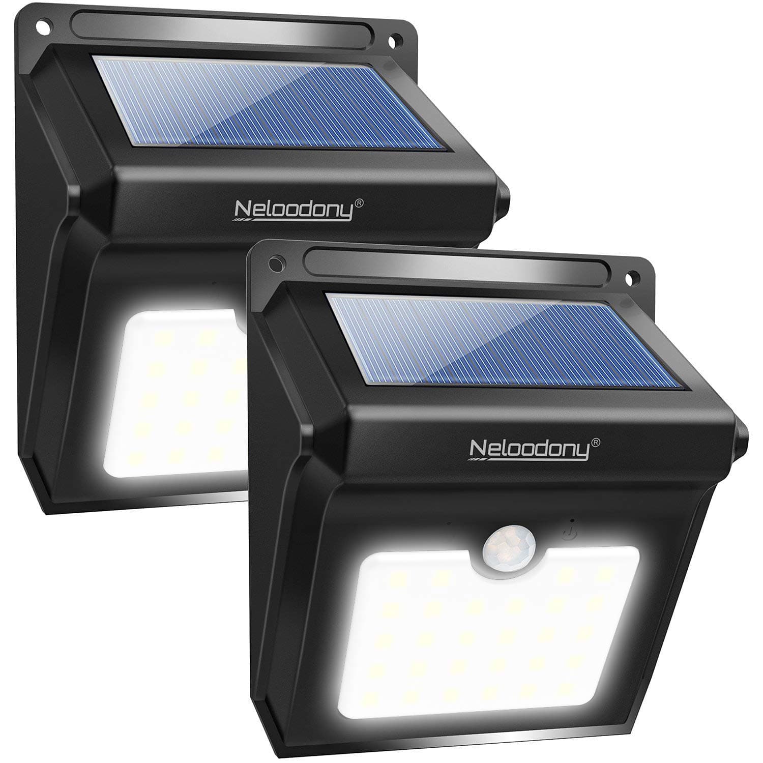 Neloodony Solar Lights, Solar Motion Sensor Security Lights 28 LED Waterproof Solar Powered Light Outdoor Lights for Garden, Fence, Patio, Yard, Walkway, Driveway, Stairs (2Pack)