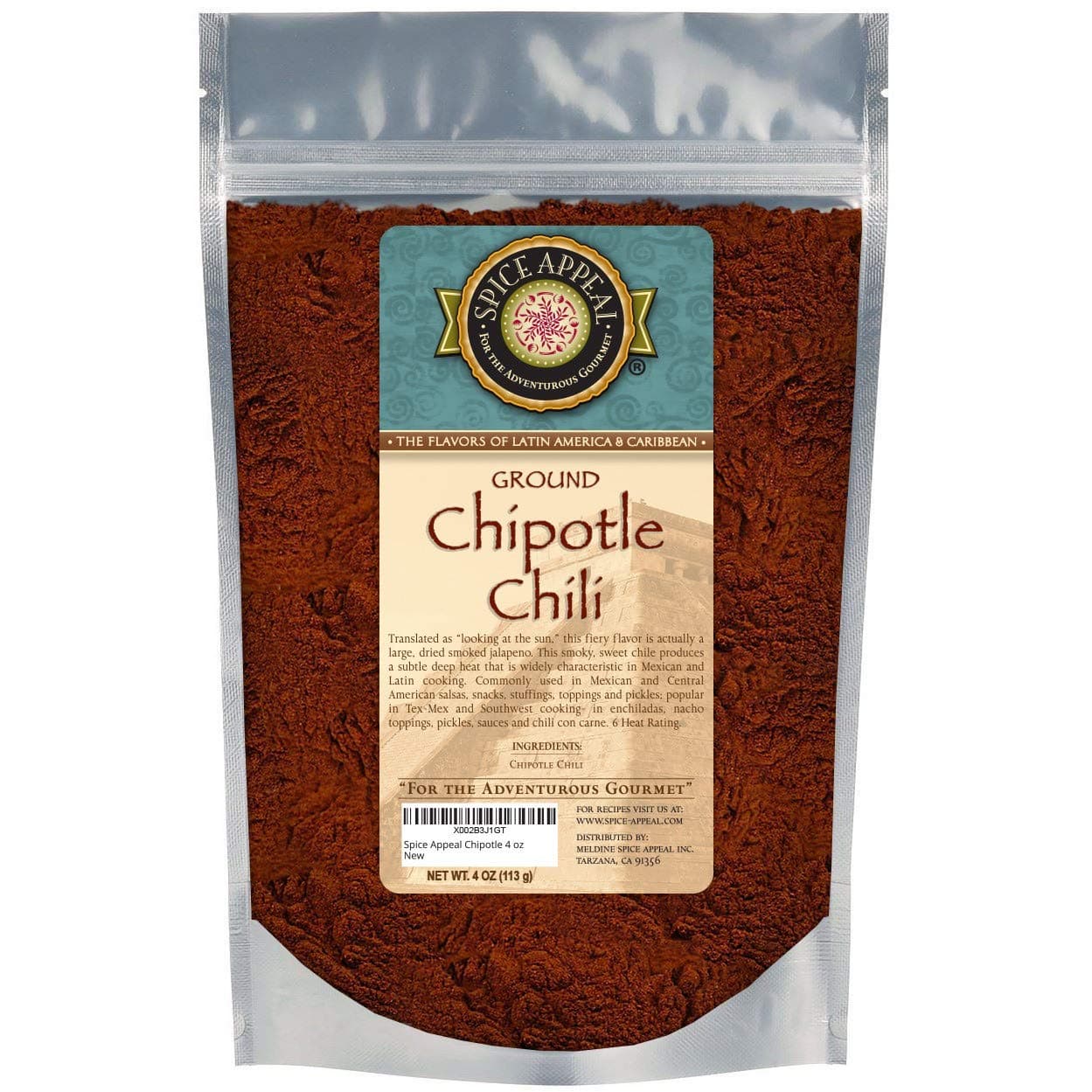 Spice Appeal Chipotle Chili Ground resealable stay fresh pouch 4 oz