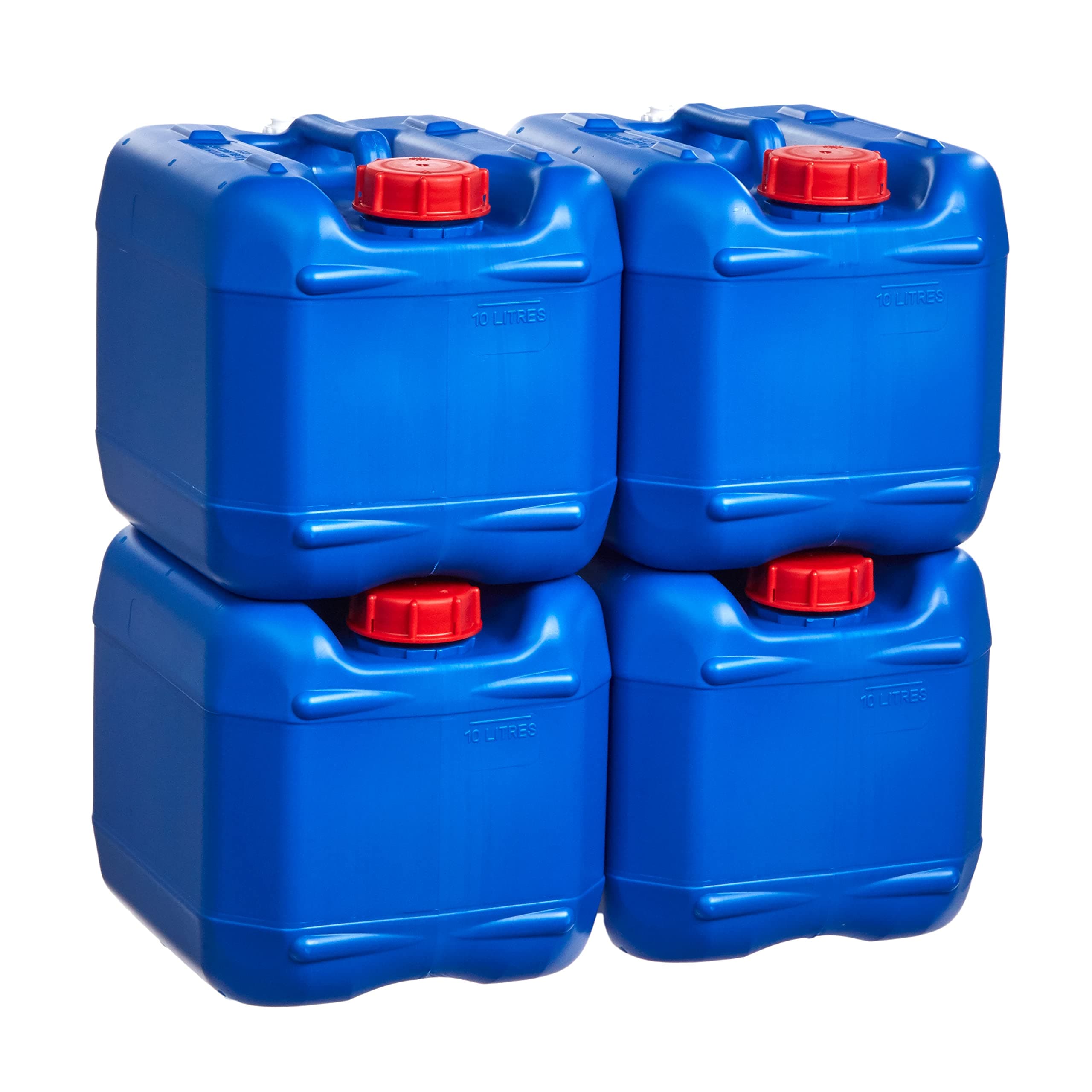 Hudson Exchange 2.5 Gallon (10 Liter) Handled Container with Cap, HDPE, Blue, 4 Pack