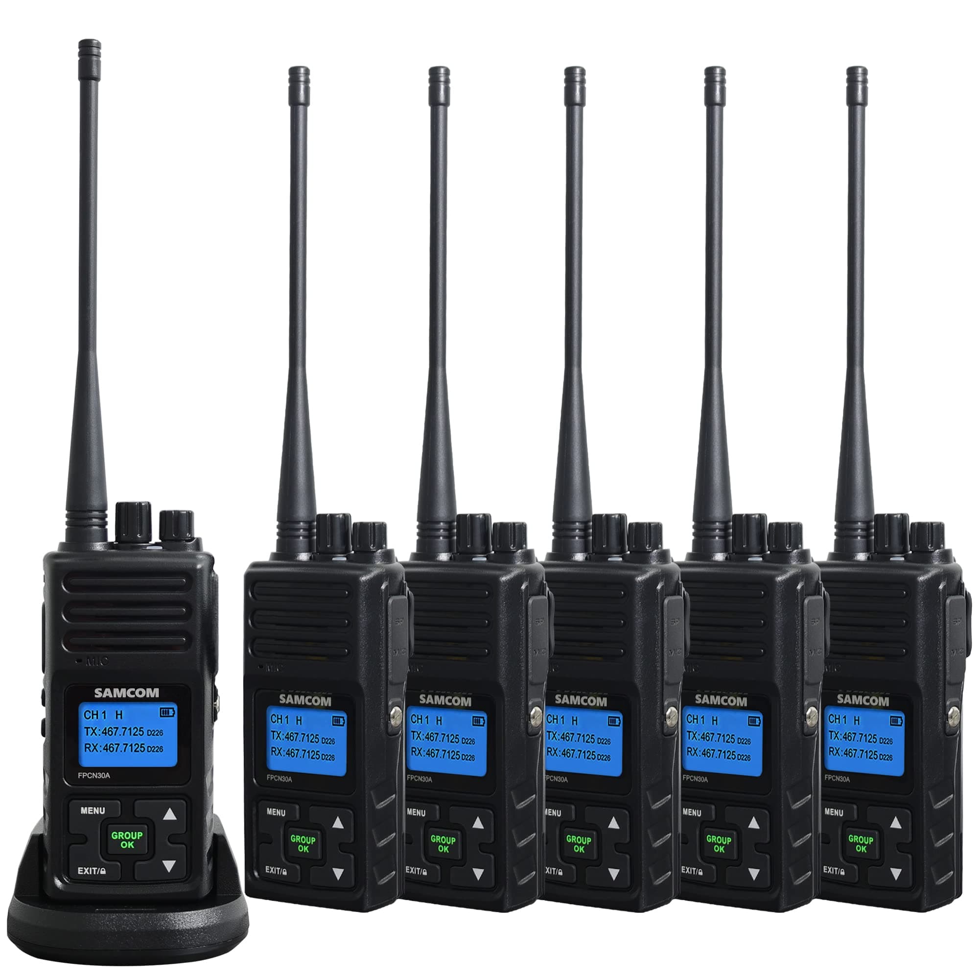 - Samcom Two Way Radios, Walkie Talkies Long Range for Adults Rechargeable, 5 Watt High Power Portable 2-Way Radios with Group Talk Function for Business,School,Warehouse,Restaurant (Black 6 Pcs)