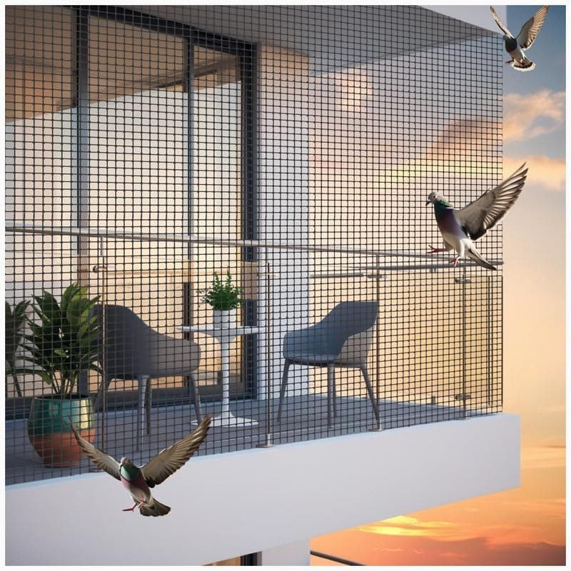 Bird Control Black Nylon Knotted Anti-Bird Net UV Stabilized Multi Filament with Tying Ropes Attached, Cable Ties & Cup Hooks for Easy Installation - Black - 7ft x 30ft