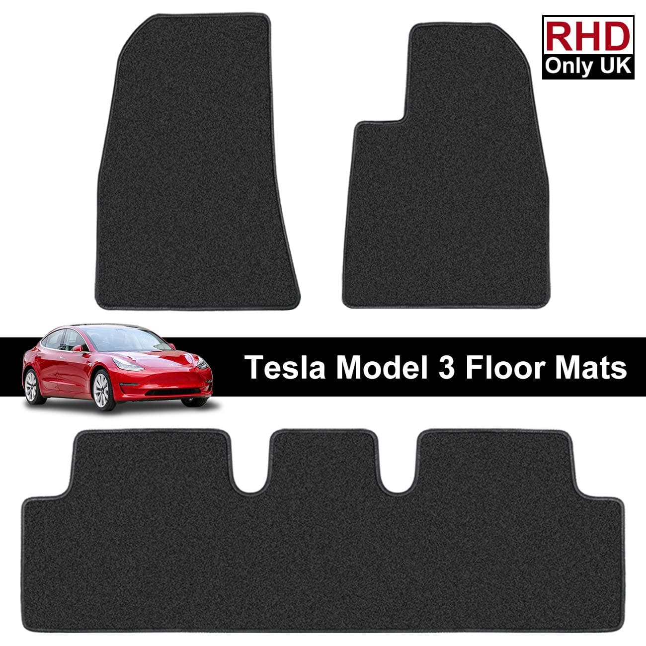 Printers Jack RHD Tesla Model 3 Floor Mats Right Hand Drive All Weather Backing Custom Fit Heavy Duty All Season Eco Friendly Accessories 2019 2020