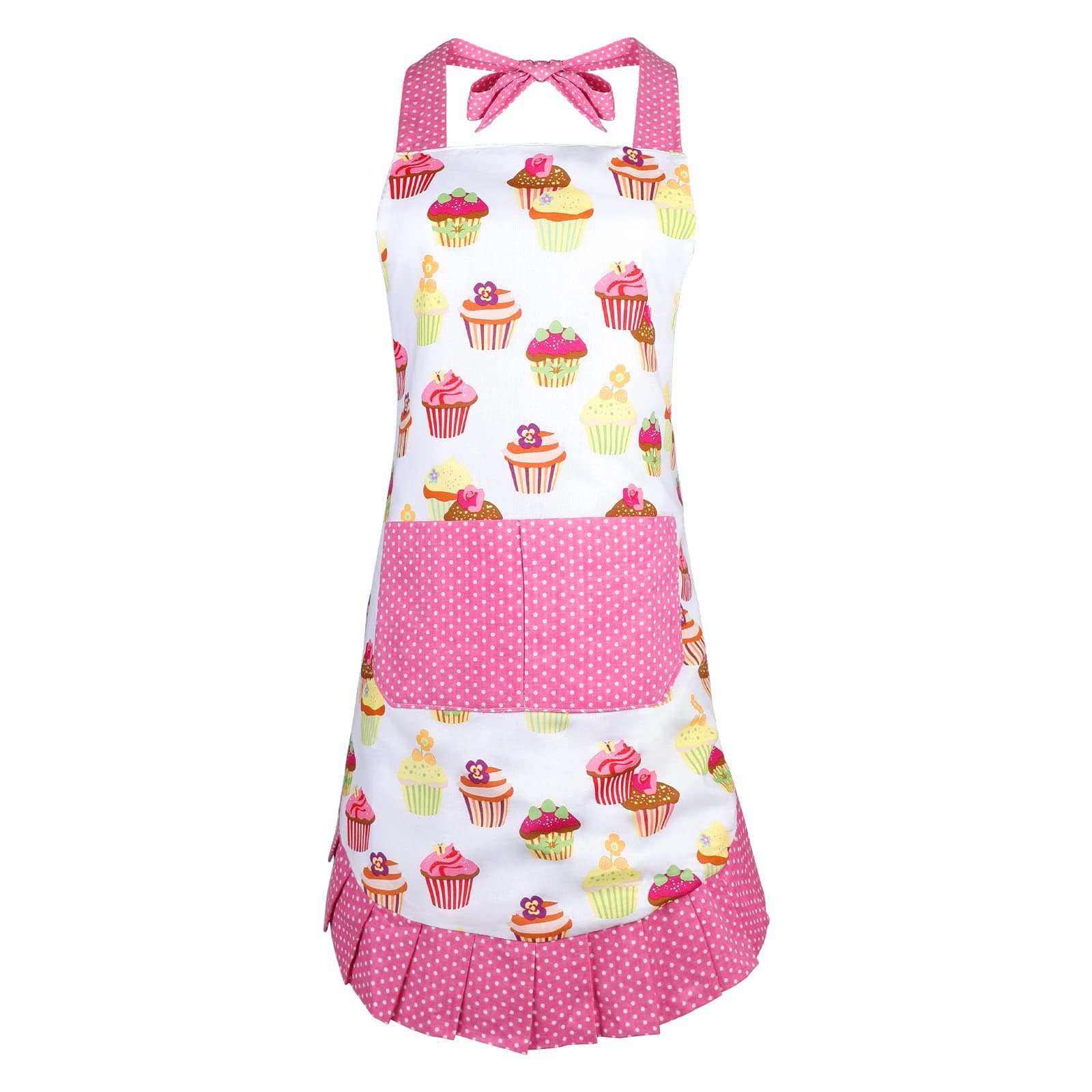Cupcake Pattern : Apron for Women with Pockets, Extra Long Ties, G2PLUS Cupcake Apron, Perfect for Kitchen Cooking, Baking and Gardening, 29 x 21-inch (Cupcake and Polka Dot Aprons)