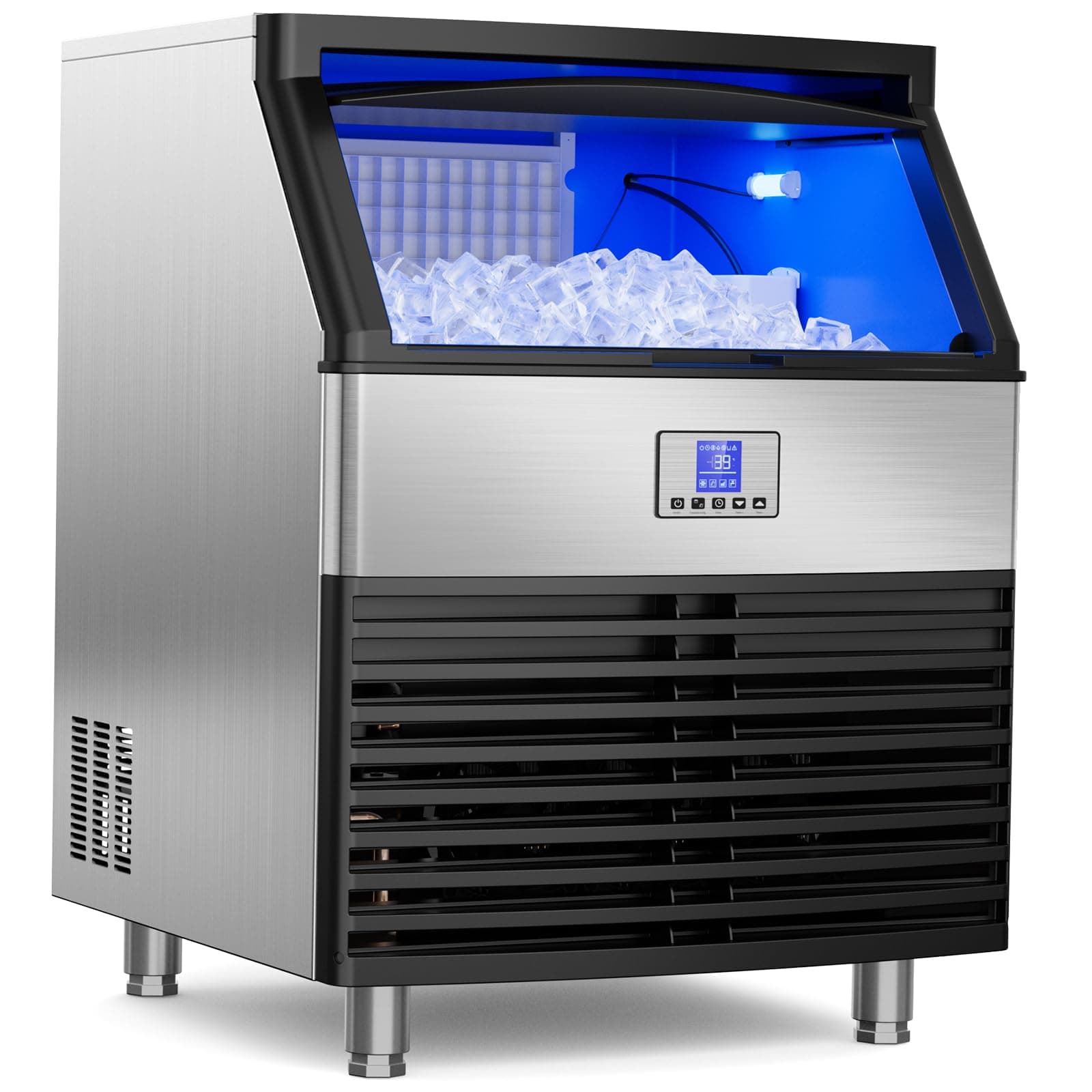 Commercial Ice Maker 450 lbs/24H Ice Cube Maker with 120Lbs Large Storage Bin, Undercounter Ice Makers Self Cleaning Ice Machine Maker for Home Bar Restaurant