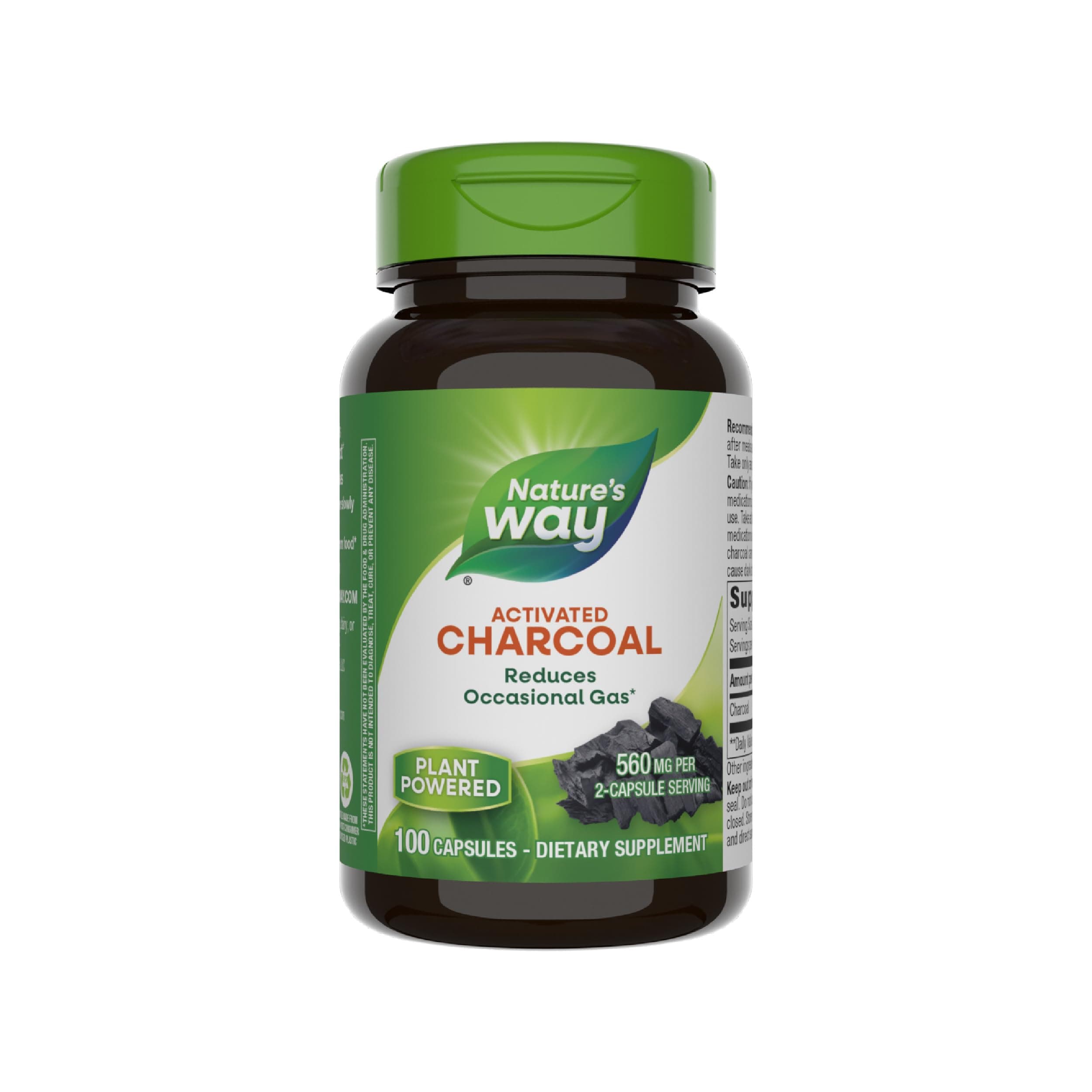 Charcoal, Activated, 280 mg, 100 Capsules