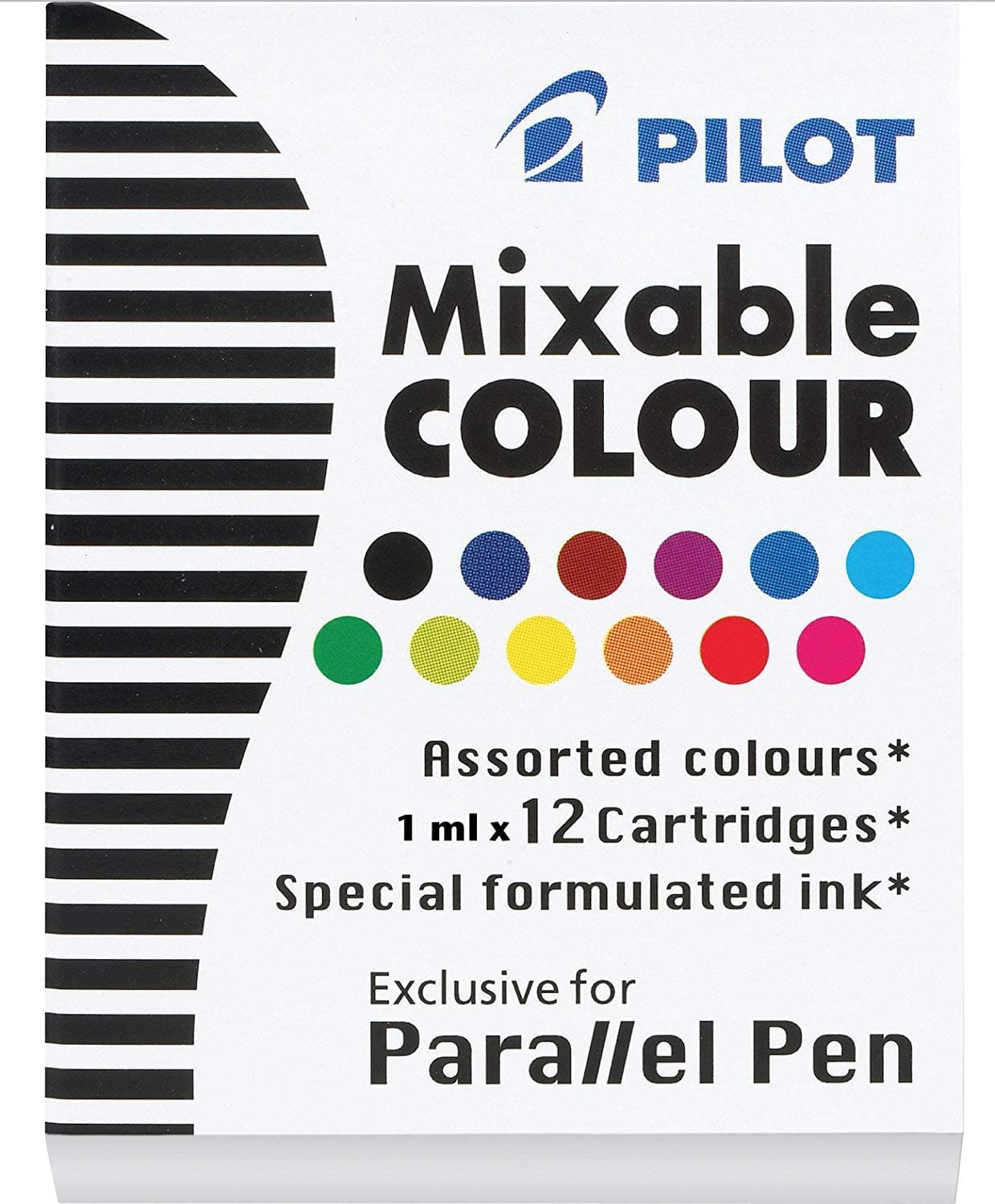 Parallel Mixable Color Ink Refills for Calligraphy Pens, 12 Colors, 12-Pack (77312)