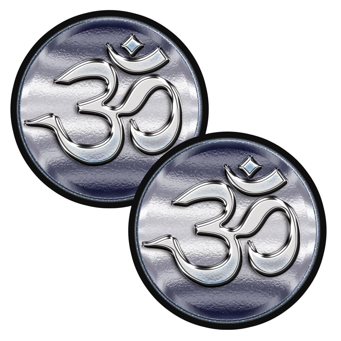 AZHG Om Chrome 2 Pack Circle Stickers - LS303