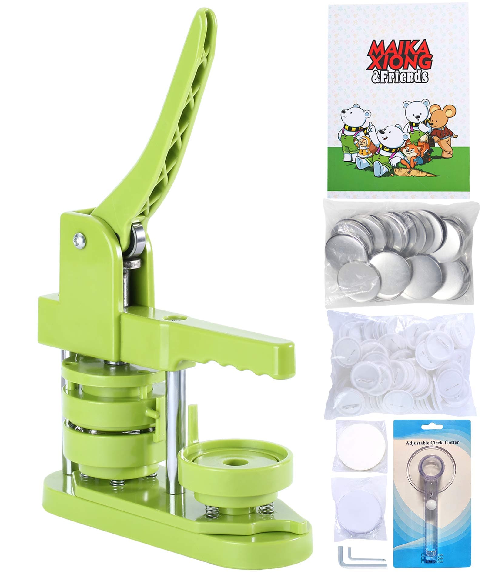 Button Maker Machine 58mm - (3rd Gen) Installation-Free 58mm(2.25in) DIY Pin Badge Button Maker Press Machine Badge Punch Press with Free 100pcs Button Parts&Pictures&Circle Cutter&Magic Book