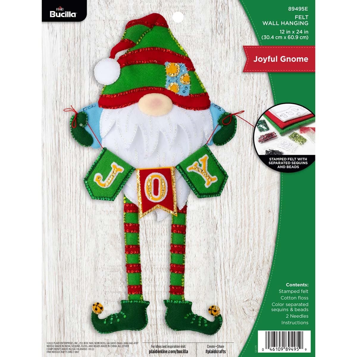 Felt Wall Hanging Applique Kit-Joyful Gnome