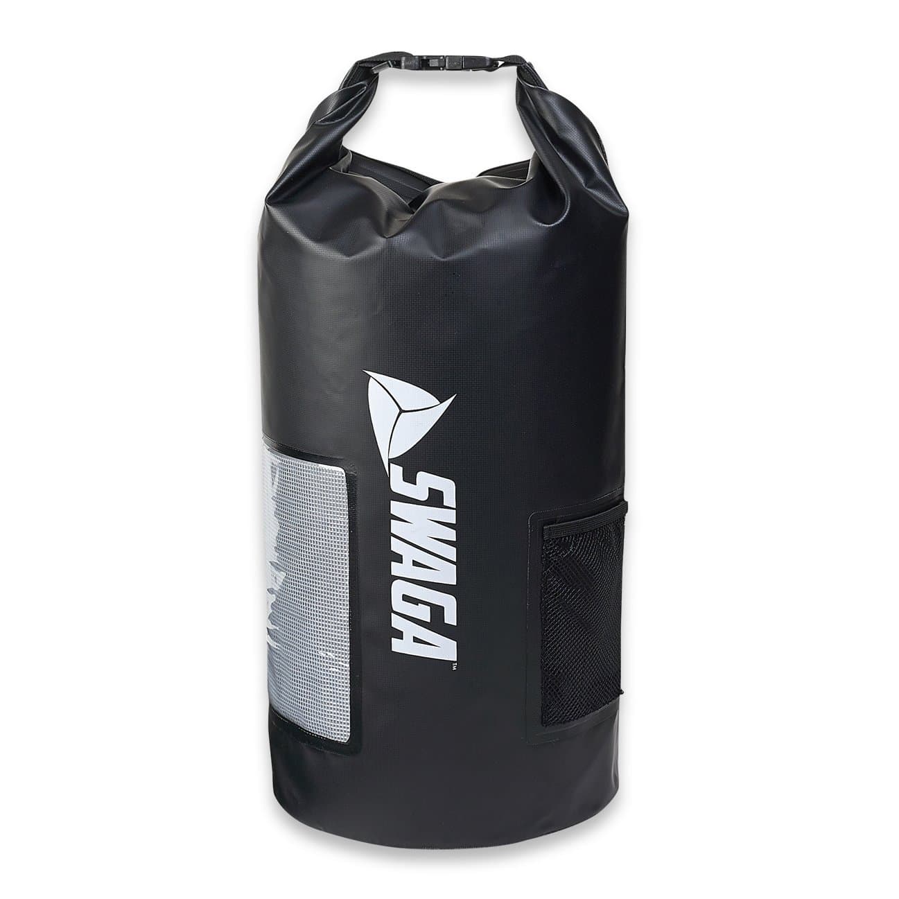 SWAGA – Dry Sack Waterproof Backpack – Protection from Elements – Window for Phone – Adjustable Shoulder Strap – Designed to Float – Black– 30L