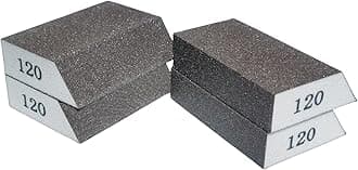 4 Pack 120 Grit Single Angle Sanding Sponge, Washable and Reusable Sanderpaper Hand Sanding Blocks for Wood Drywall Metal Home Sanding