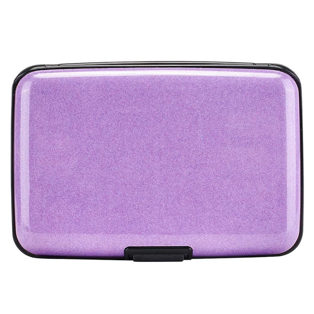 RFID Blocking Credit Card Protector Aluminum ID Case Hard Shell Business Card Holders Metal Wallet for Men or Women (Purple)