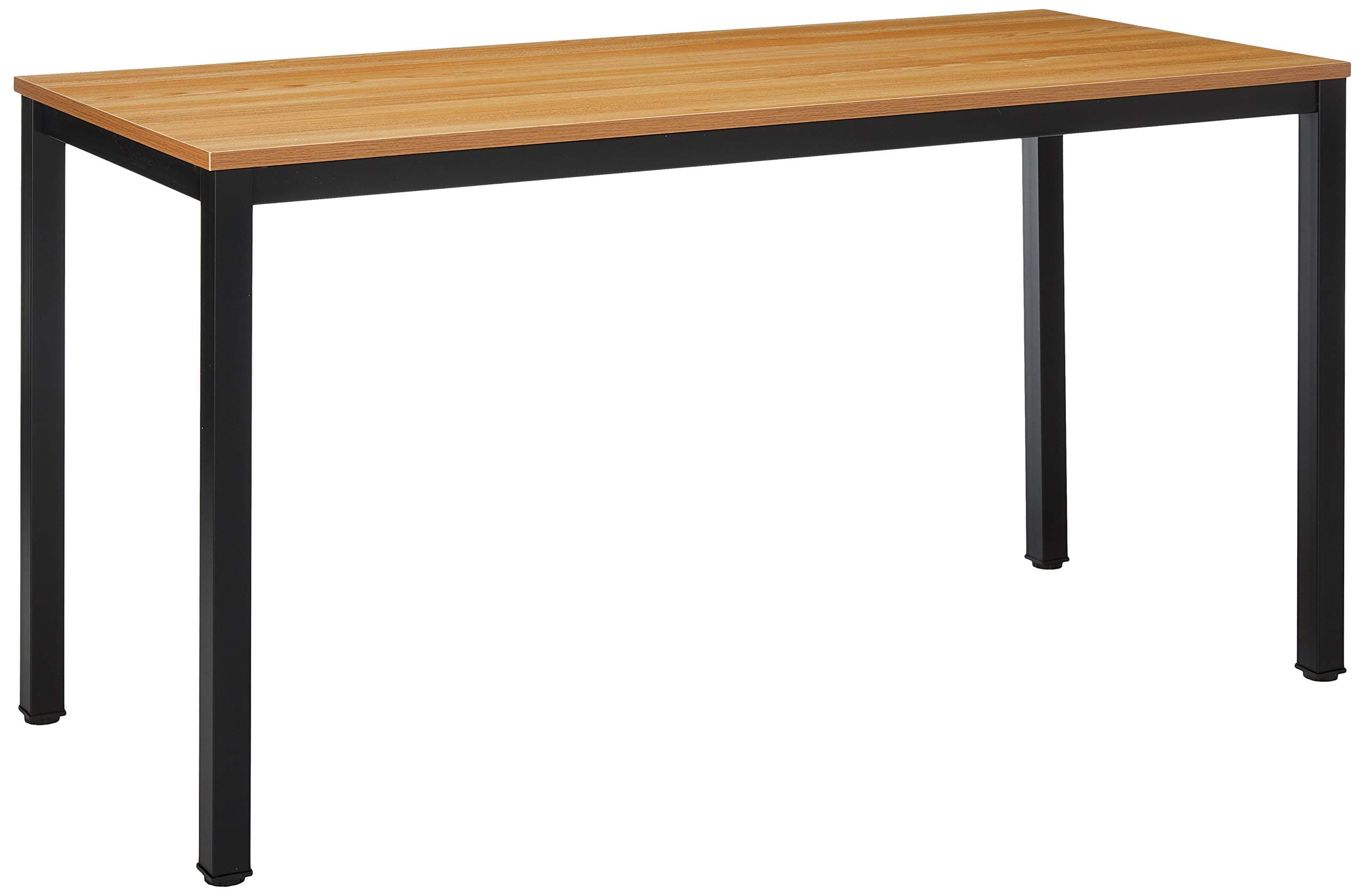 AUXLEY Computer Desk for Home Study, Waterproof and Anti-Scratch Double Deck Wood and Metal Office Table, 55'', Teak