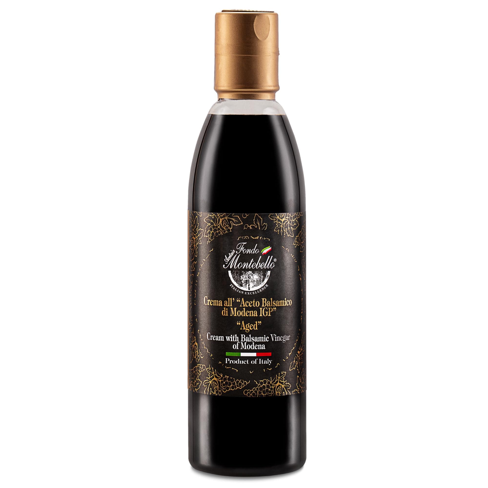 Aged Balsamic Glaze 8.45 fl.oz. (250ml), High Density Balsamic Vinegar Glaze Drizzle, Cream with Balsamic Vinegar of Modena, Sweet Reduction Glaze - Imported from Italy