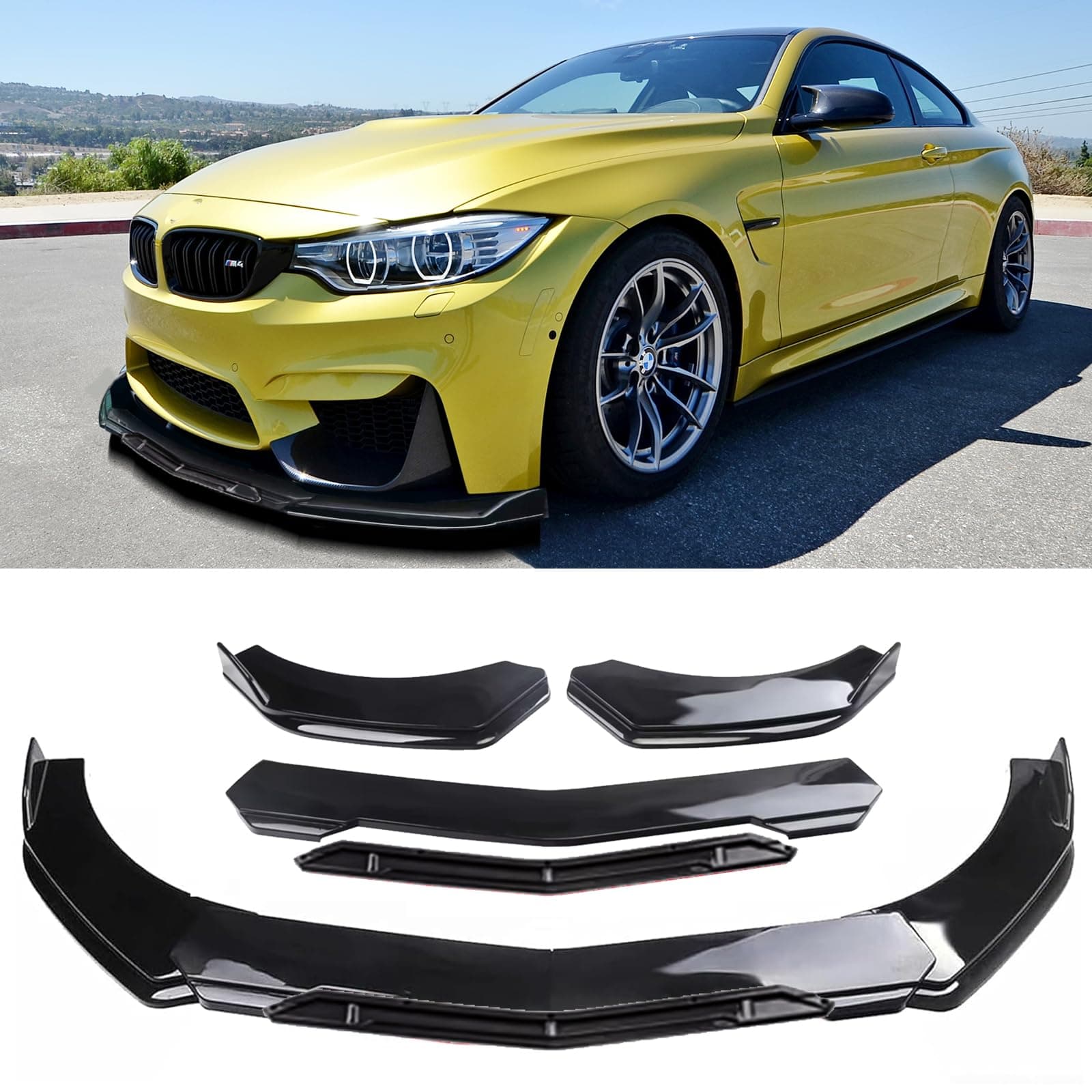 - Universal Front Lip for Car,Glossy Black Front Bumper Lip, ABS Adjustable Sharp Corner Front Bumper Lip Splitter Protector Replacement for Most Vehicle (Glossy Black w/Black)