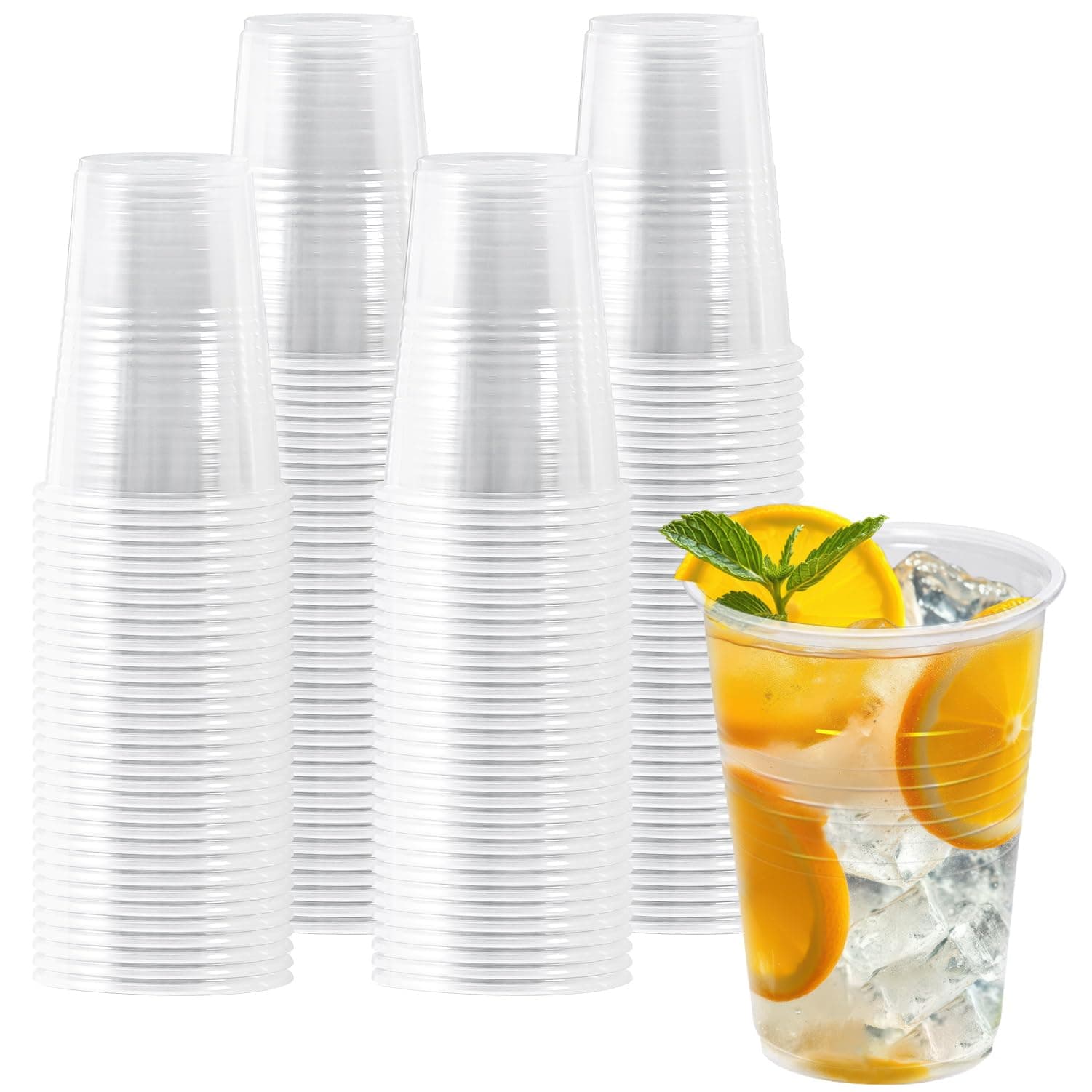 200 Pack 9 oz Plastic Cups, Clear Plastic Cups Disposable, Clear Cup Cold/Hot Drinking Cup for Party, Wedding, Graduation, Travel, Holiday, Events, Birthday