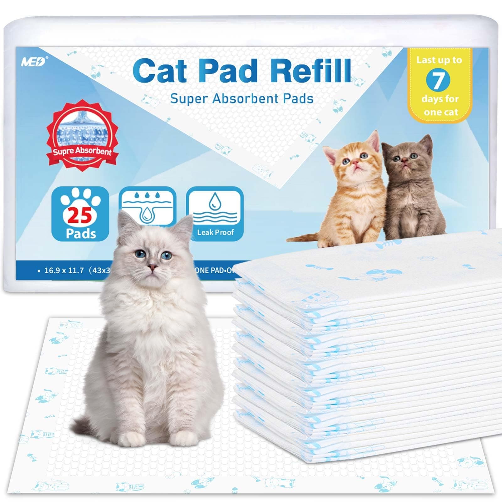 Cat Litter Pads Superior Absorbent 25 Count Scent Generic Refill Compatible with Tidy Cat Breeze Litter System 16.9x11.4 Inch Enhanced Odor Control