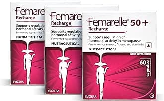 Femarelle Recharge | Natural Supplements for Women | Menopause Support for Hot Flashes, Hormone Balance, Mood Swings | Global Brand | 60 Capsules Per Pack (Pack of 3)