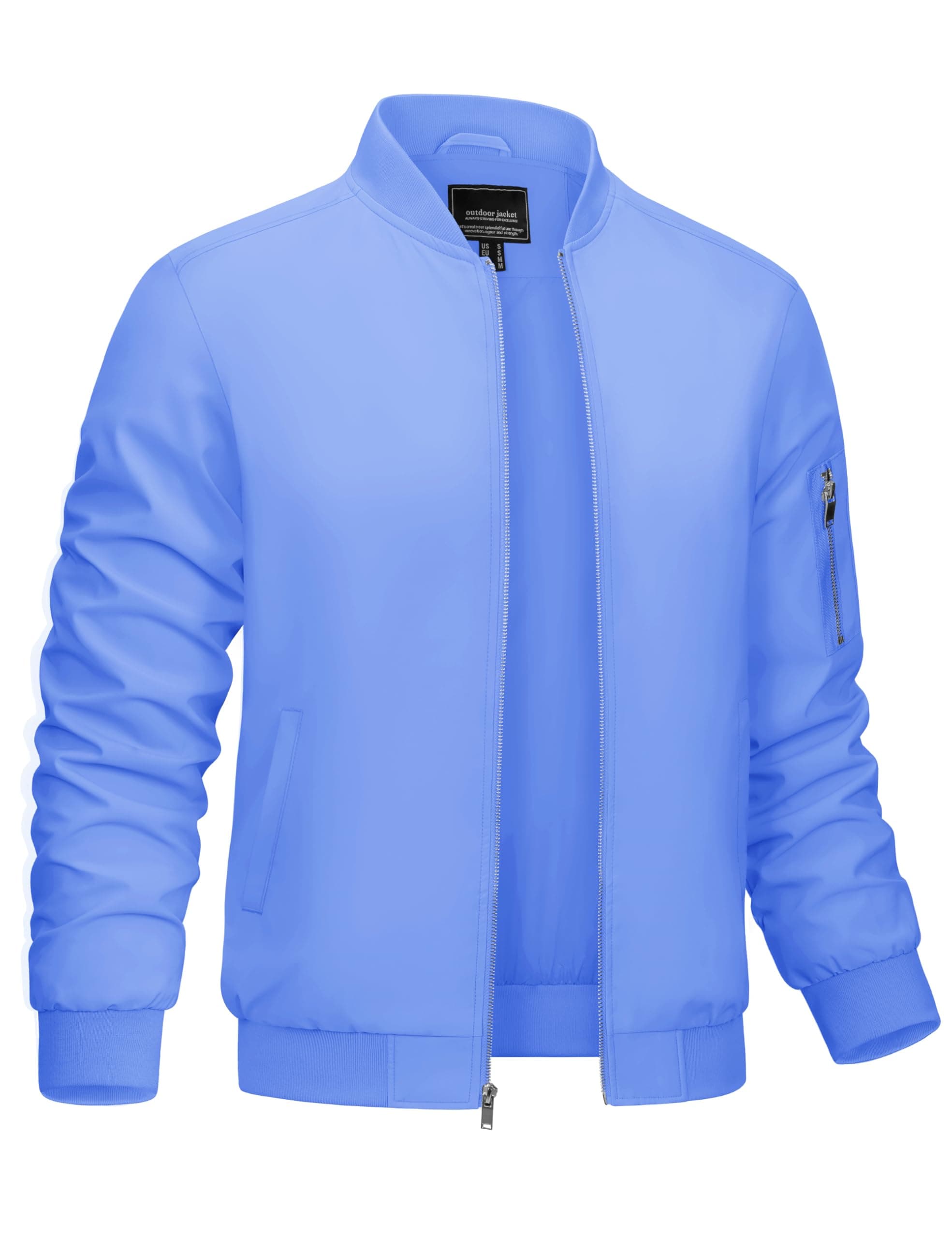 CRYSULLY Men's Bomber Jacket Lightweight Spring Fall Casual Windbreaker Full Zip Outwear Coat