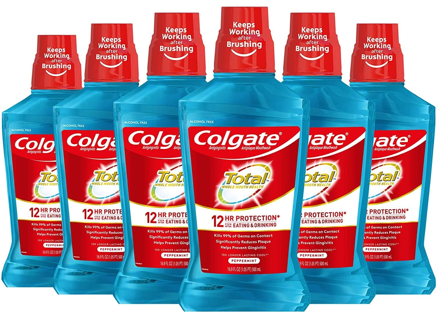 Colgate Total Advanced Pro-Shield Mouthwash, Peppermint, 16.9 Fluid Ounce (Pack of 6)