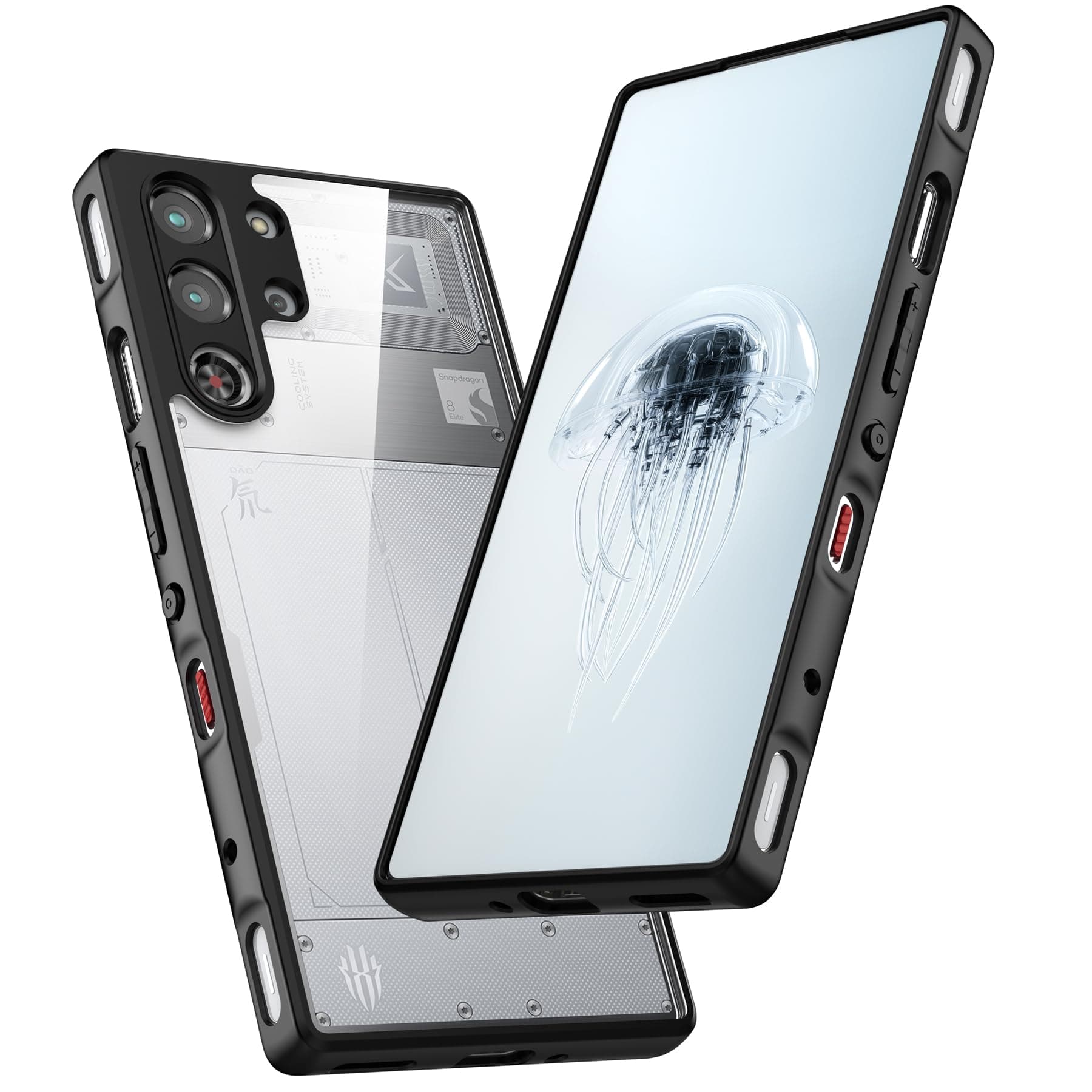 Foluu ZTE Nubia Red Magic 10 Pro Case/Red Magic 10 Pro Case + Case, [Never Yellow] [Military Drop Protection] Shockproof Thin Protective Case for Red Magic 10 Pro 2024 (Black+