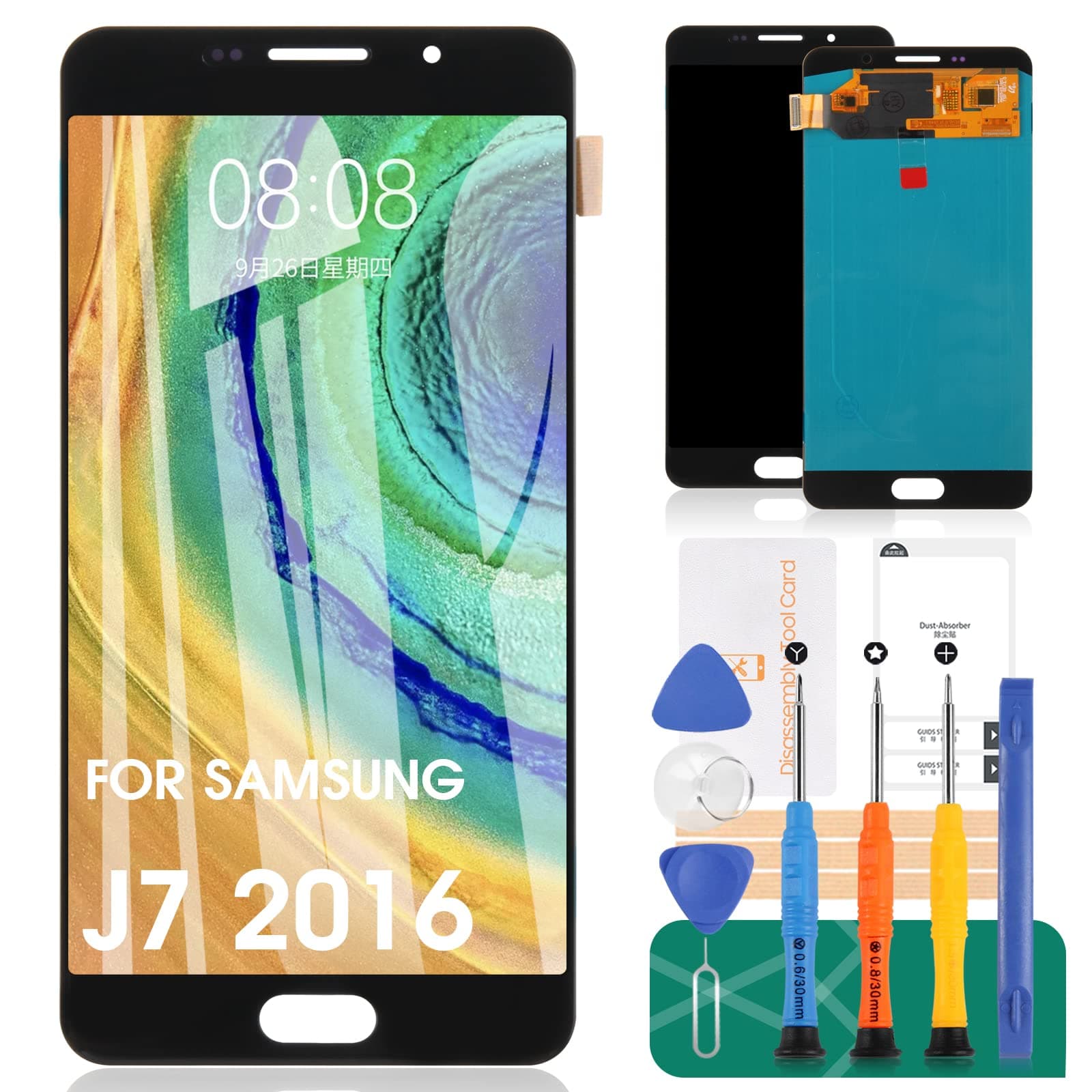 for Samsung Galaxy J7 2016 Screen Replacement-LCD Display Touch Screen Glass Digitizer J710 SM-J710 J710DS J710H J710MN J710GN J710K J710FN / On8 J710F J710FZ J710DF SM-J710MN AMOLED Assembly