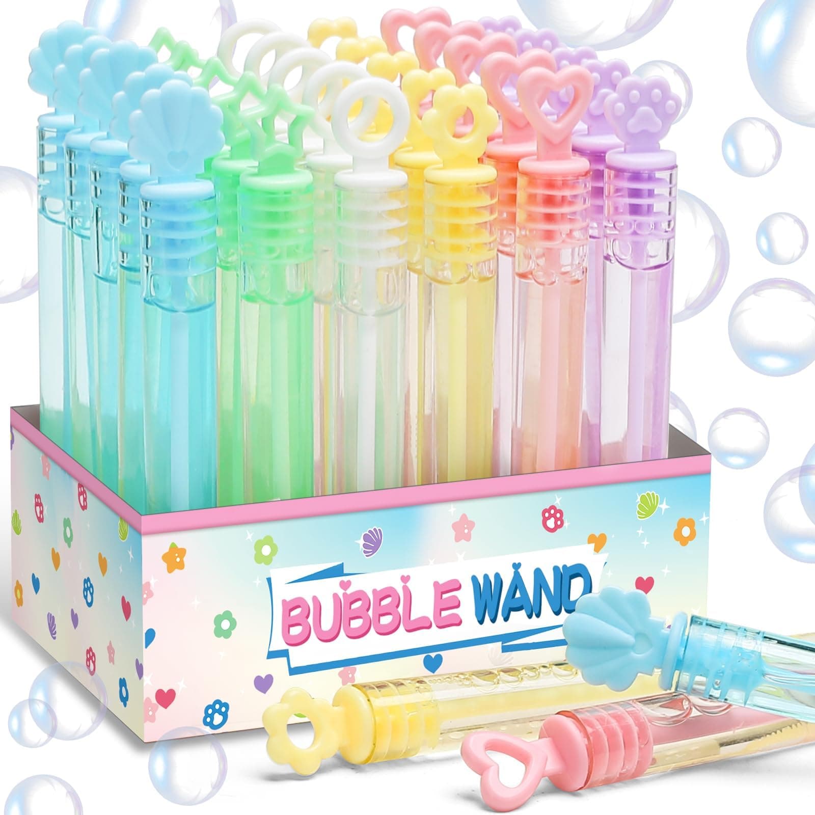 Bubble Party Favors for Kid, 30 Pack Mini Bubbles Bulk with Gift Box, Pastel Bubble Wand Sticks Toy for Party Supplies, Birthday, Wedding Decorations, Goody Bag Fillers Stuffers, Carnival Prizes